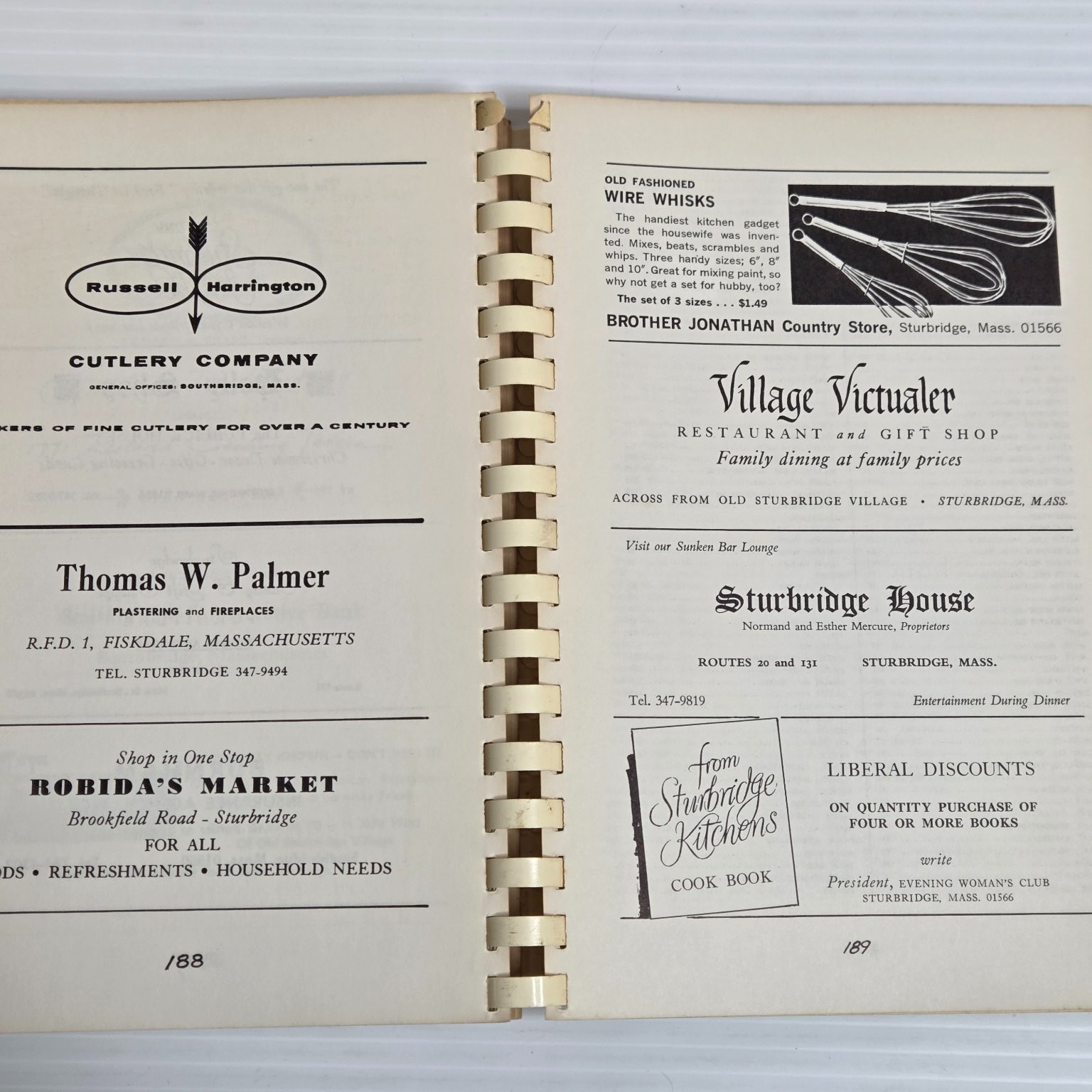 Sturbridge Kitchens Cookbook 1970 10th Printing Community Recipes Massachusetts