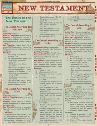 New Testament (Quickstudy: Academic) – Pamphlet By BarCharts, Inc. – VERY GOOD