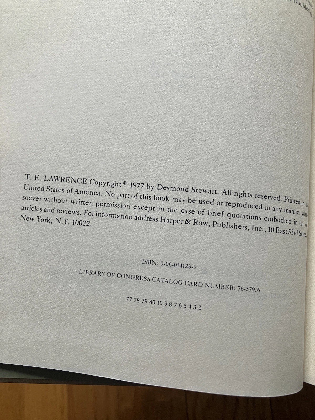 T. E. Lawrence In Arabia New Biography Desmond Stewart First Ed HC DJ Pls Read