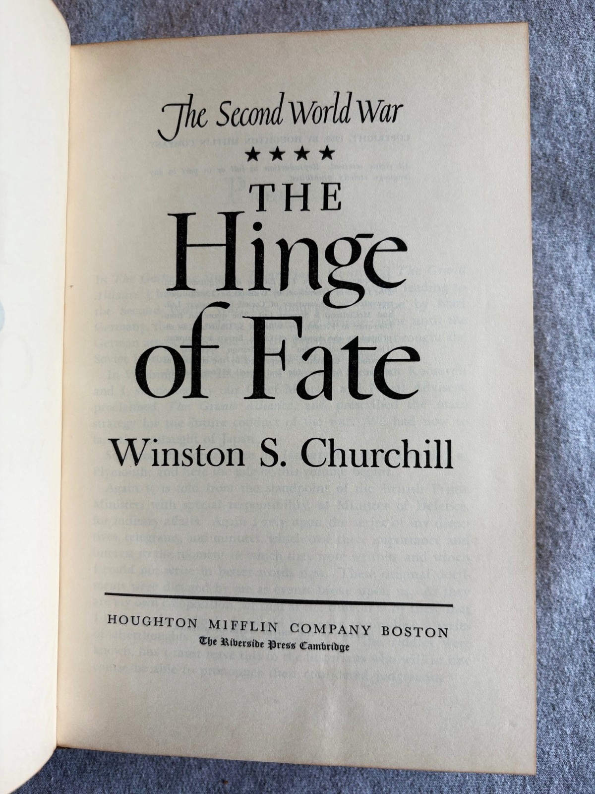 Winston S Churchill WWII Hinge of Fate 1950 Signed Thomas B McCabe 1961 Leather