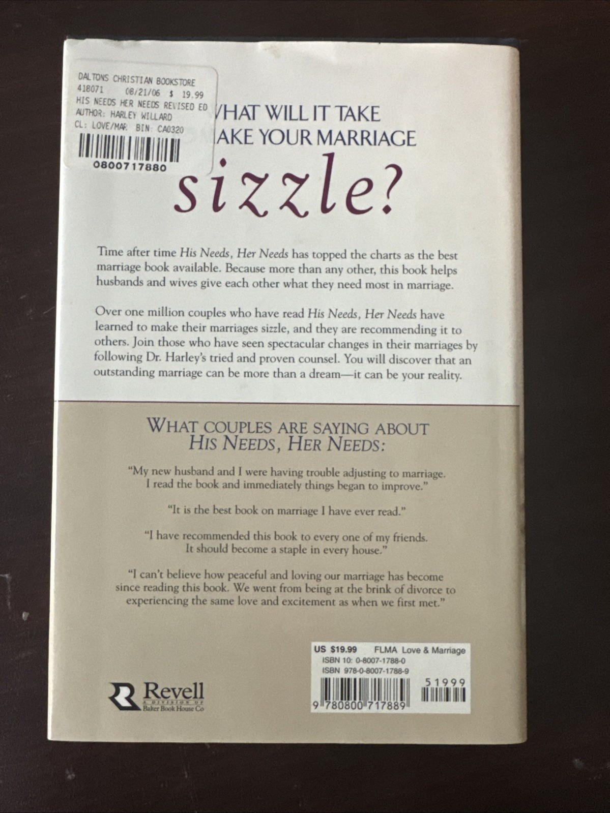 His Needs, Her Needs : Building an Affair-Proof Marriage by Willard F. Harley…