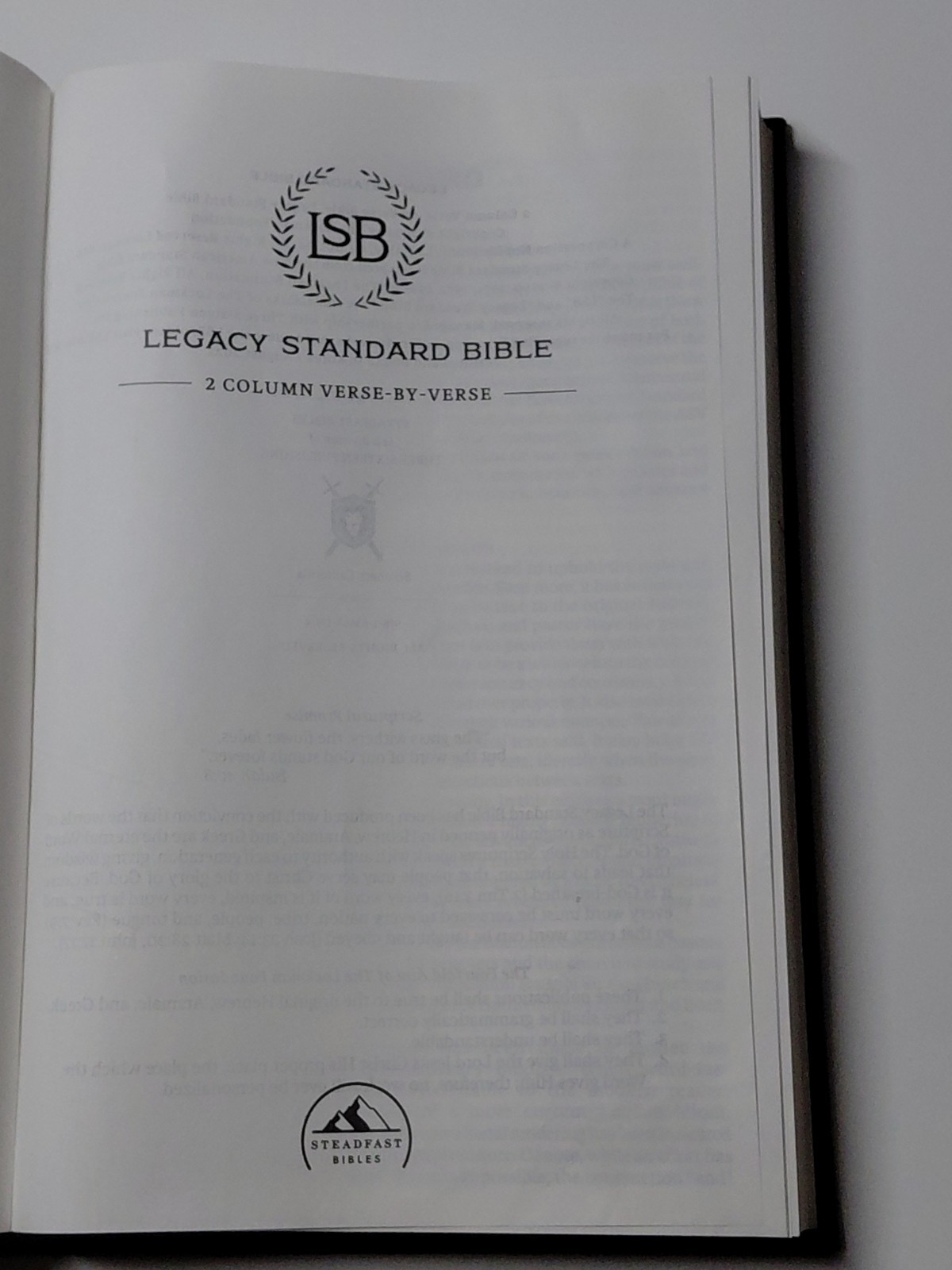 LSB Holy Bible Black Hardcover: Legacy Standard Bible 2 Column Verse By Verse