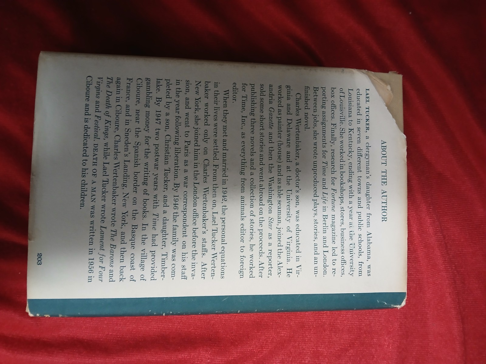Death Of A man HC Book Lael Tucker & Werten Baker 1957 FIRST EDTION