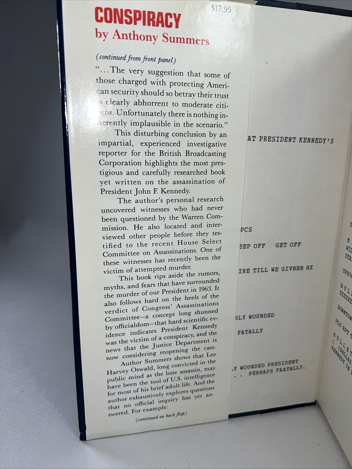 Conspiracy by Anthony Summers 1st Edition 1980 Hardcover
