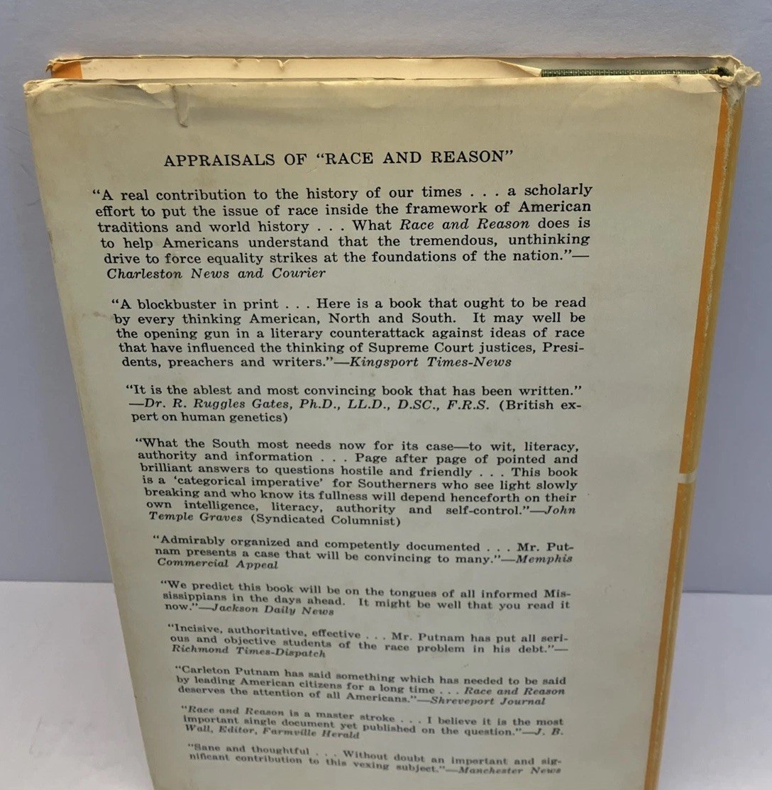 Race and Reason, A Yankee View By Carleton Putnam 1961 HCDJ
