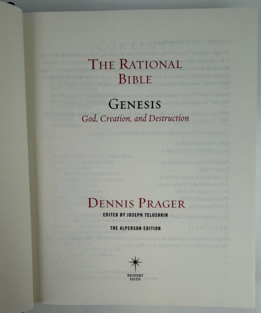 Dennis Prager Genesis God Creation and Destruction Hardcover