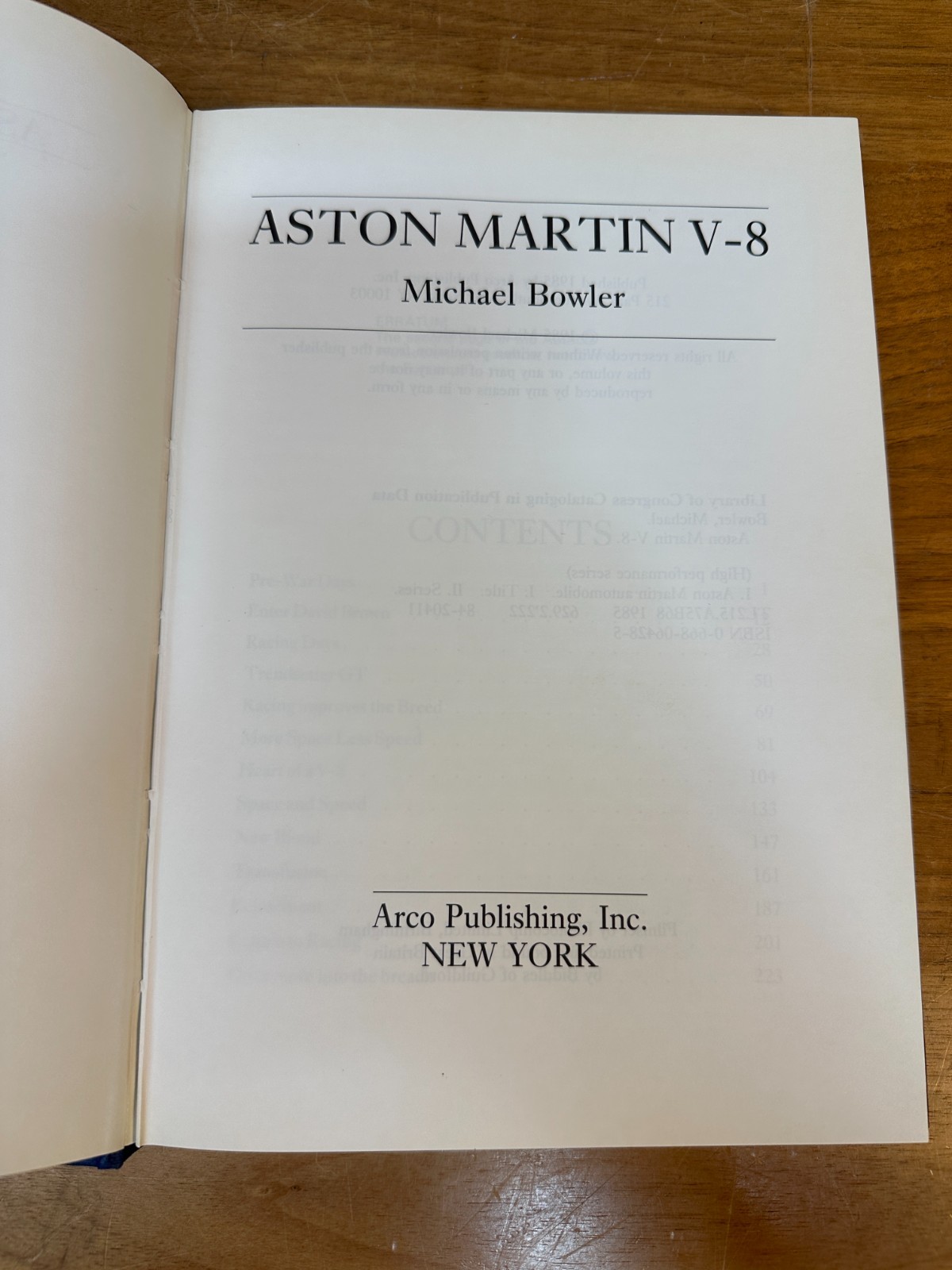 Aston Martin V-8 by Michael Bowler High Performance Series Hardcover DJ 1985