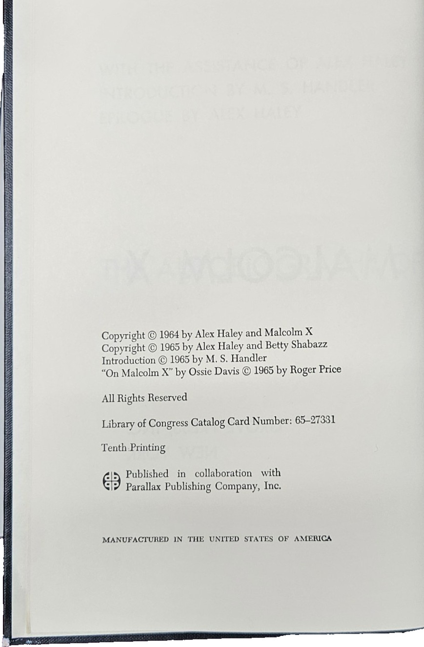 The Autobiography of Malcom X – 10th Printing, 1965 Grove Book Club Ed.