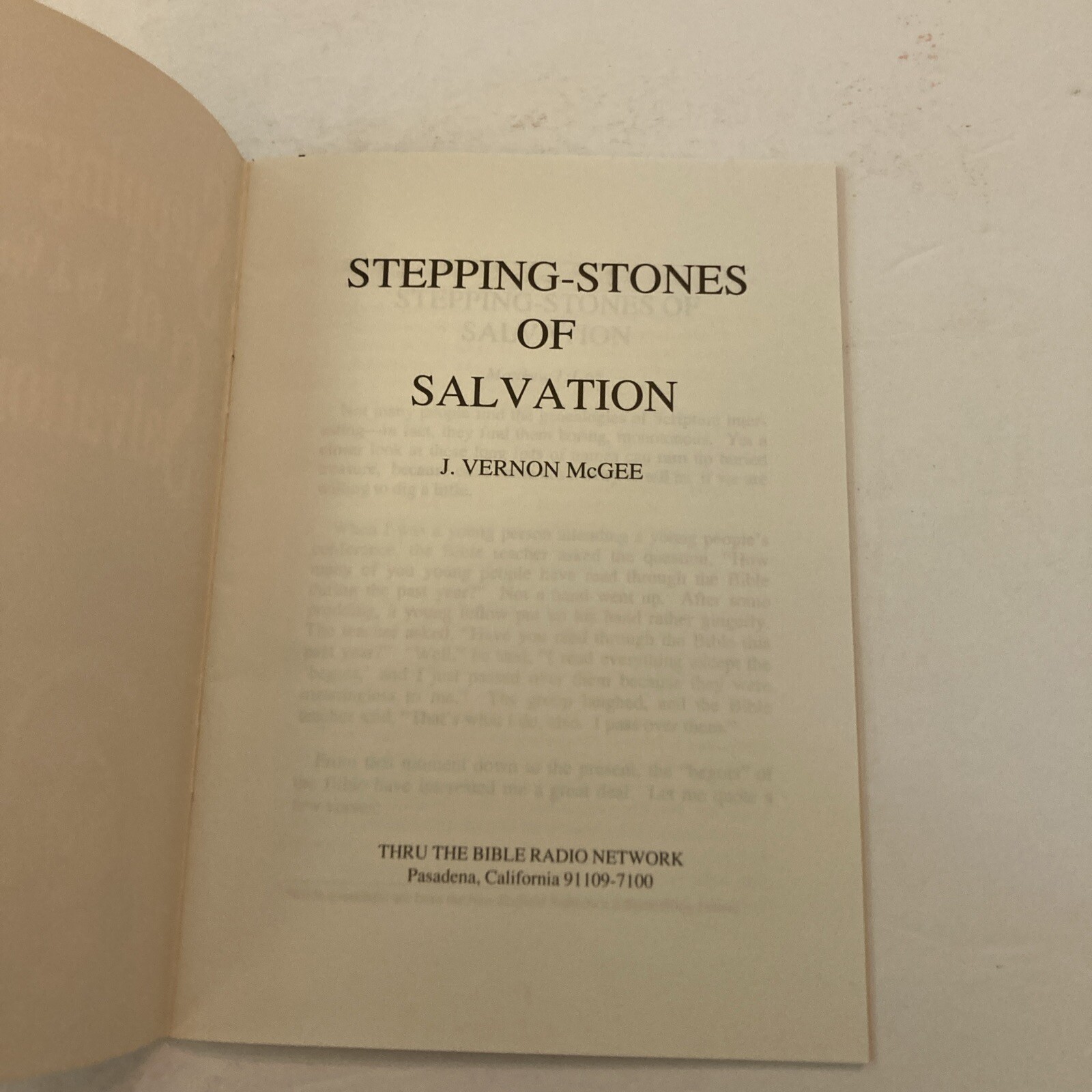Stepping stones of Salvation J Vernon McGee Pamphlet Booklet