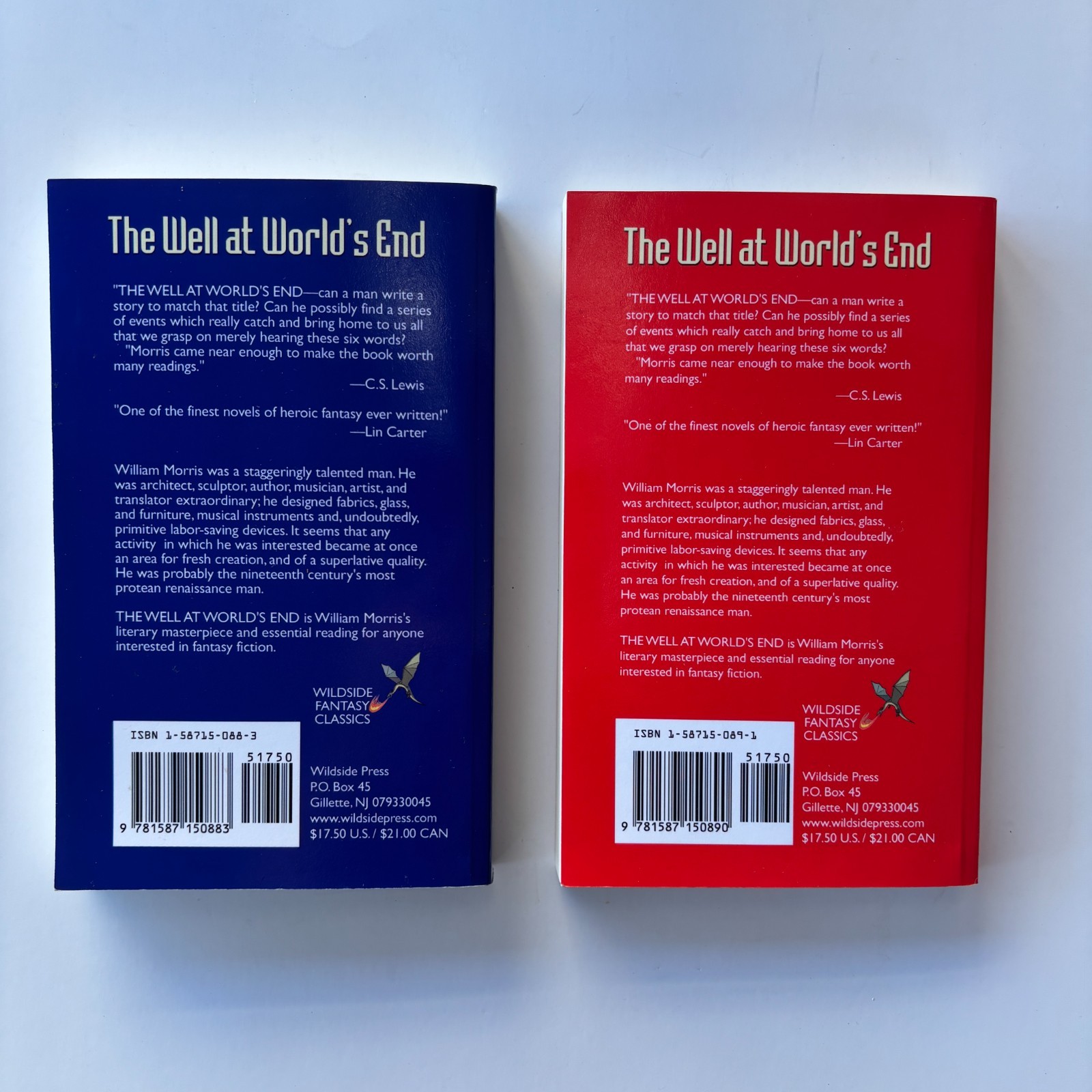 The Well at the World’s End Volume 1 & 2 by William Morris – Wildside Press 2000