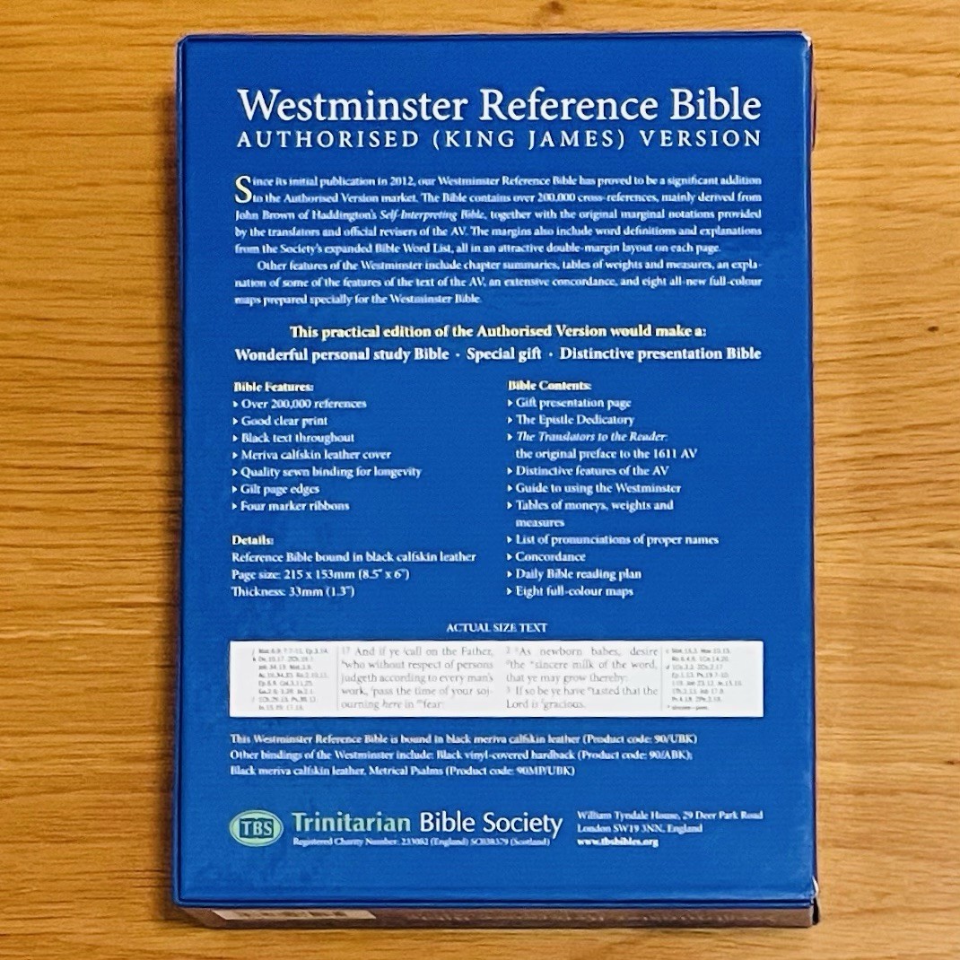 Westminster Reference Bible Premium Calfskin Leather Cover KJV (TBS) *BRAND NEW*
