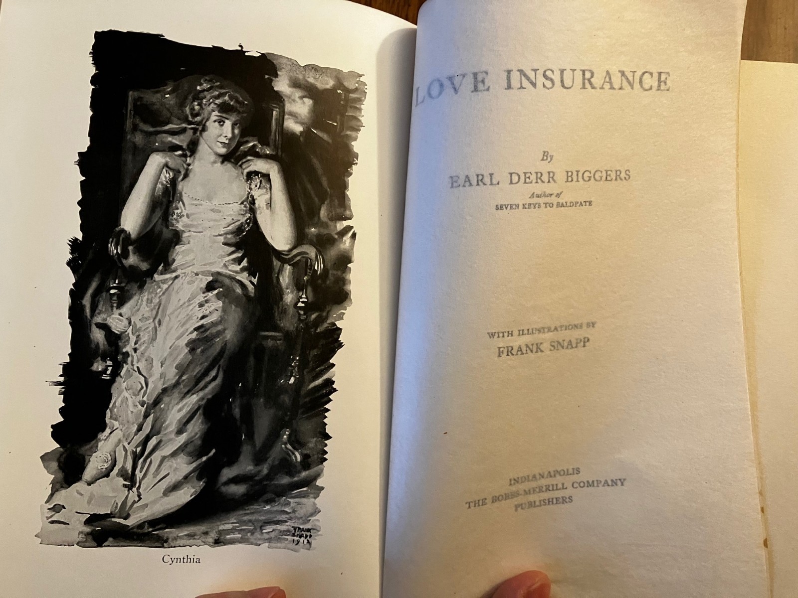 Love Insurance by Earl Derr Biggers 1st Edition HC Vintage 1914 Bobs Merrill Co.