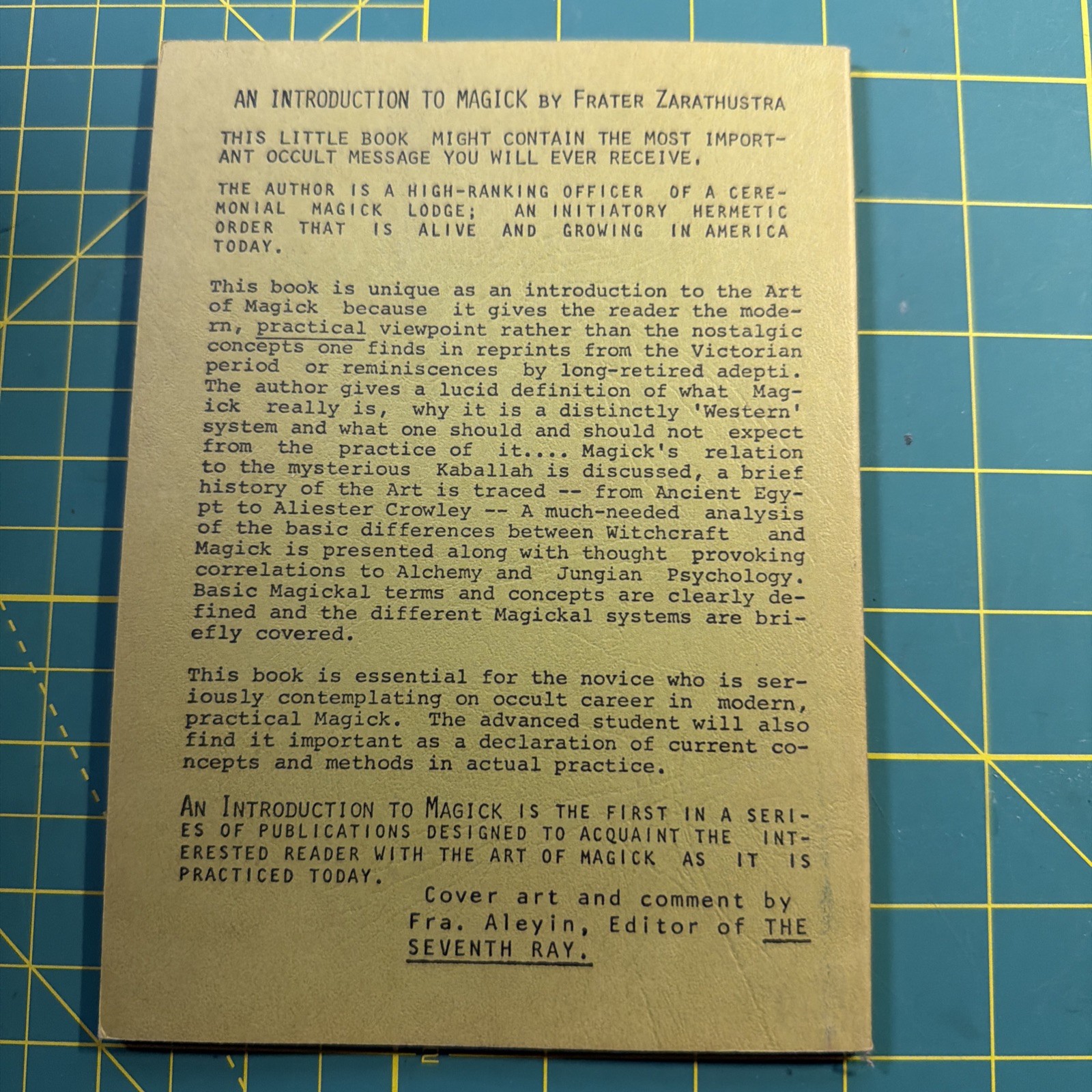 Introduction To Magick Frater Zarathustra 1972 Labrys Occult PB