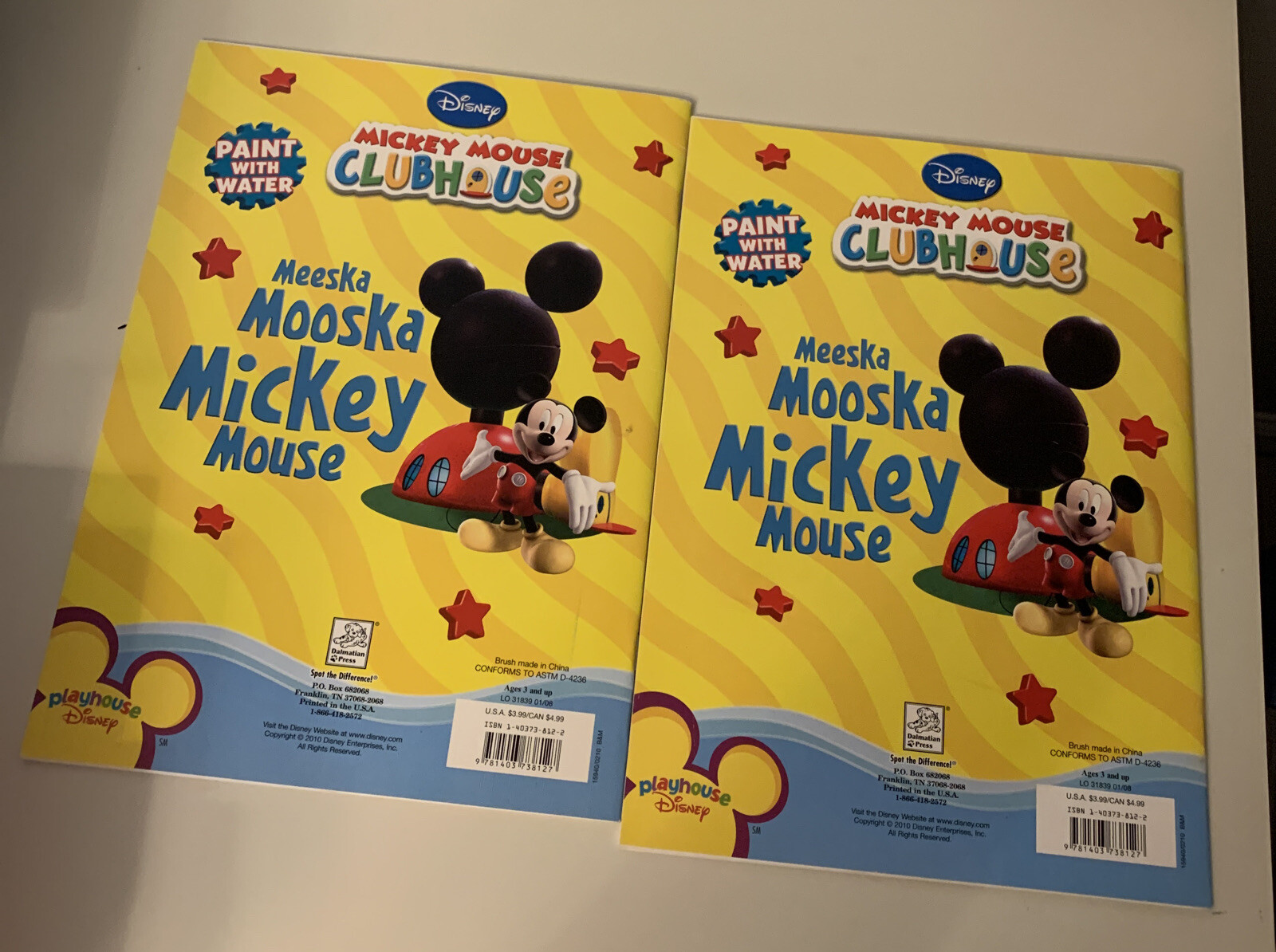 2-DISNEY MICKEY MOUSE CLUBHOUSE PAINT WITH WATER By Dalmatian Press