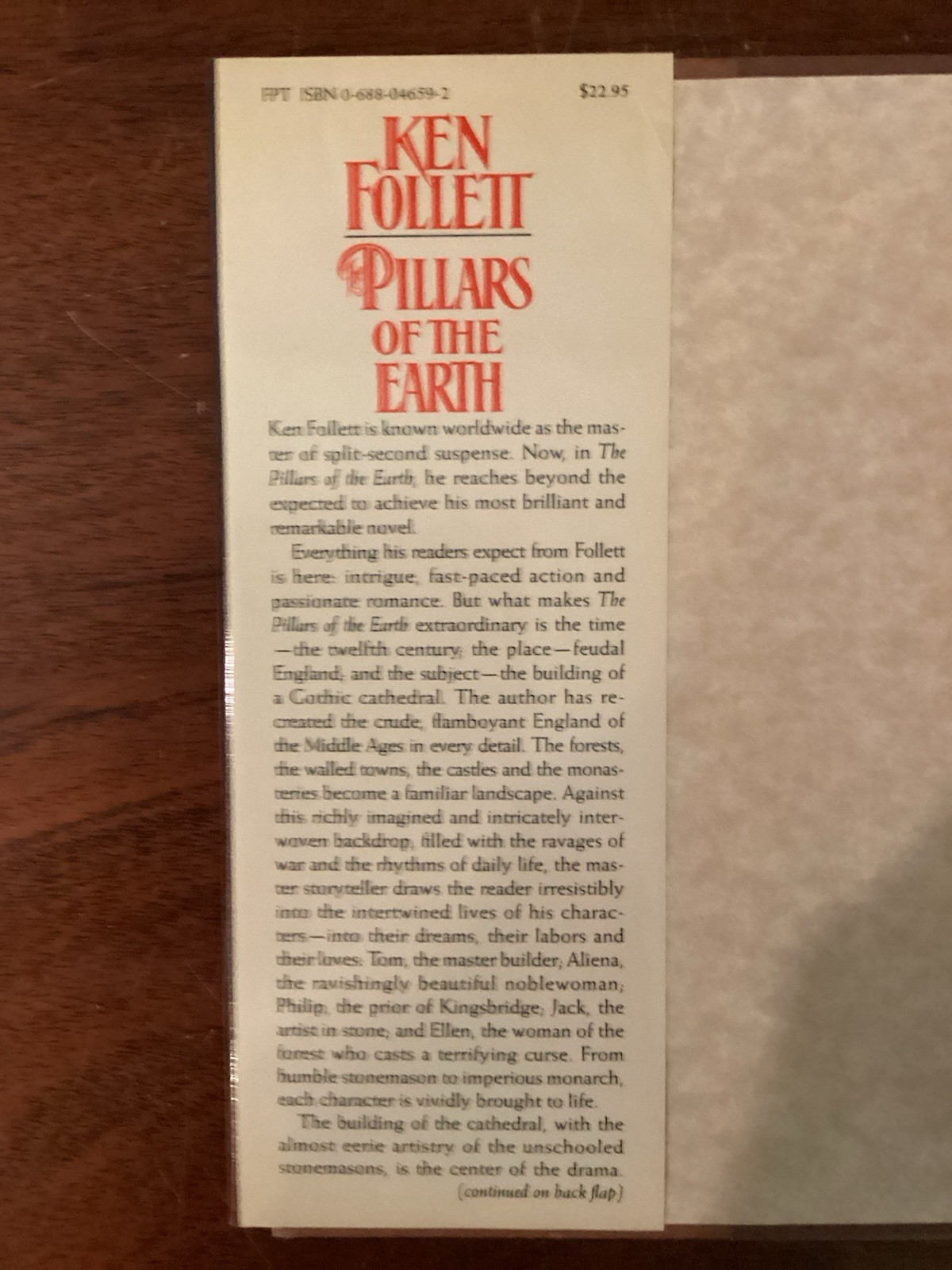 The Pillars of the Earth Ken Follett FIRST EDITION (HC 1989) VG