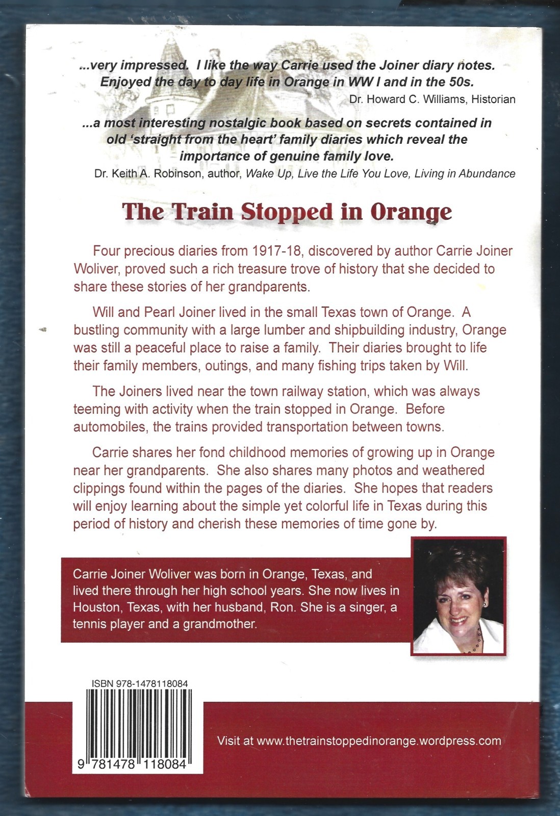 Inscribed Train Stopped in Orange (TX) PB-2012-Carrie Joiner Woliver-116 pages