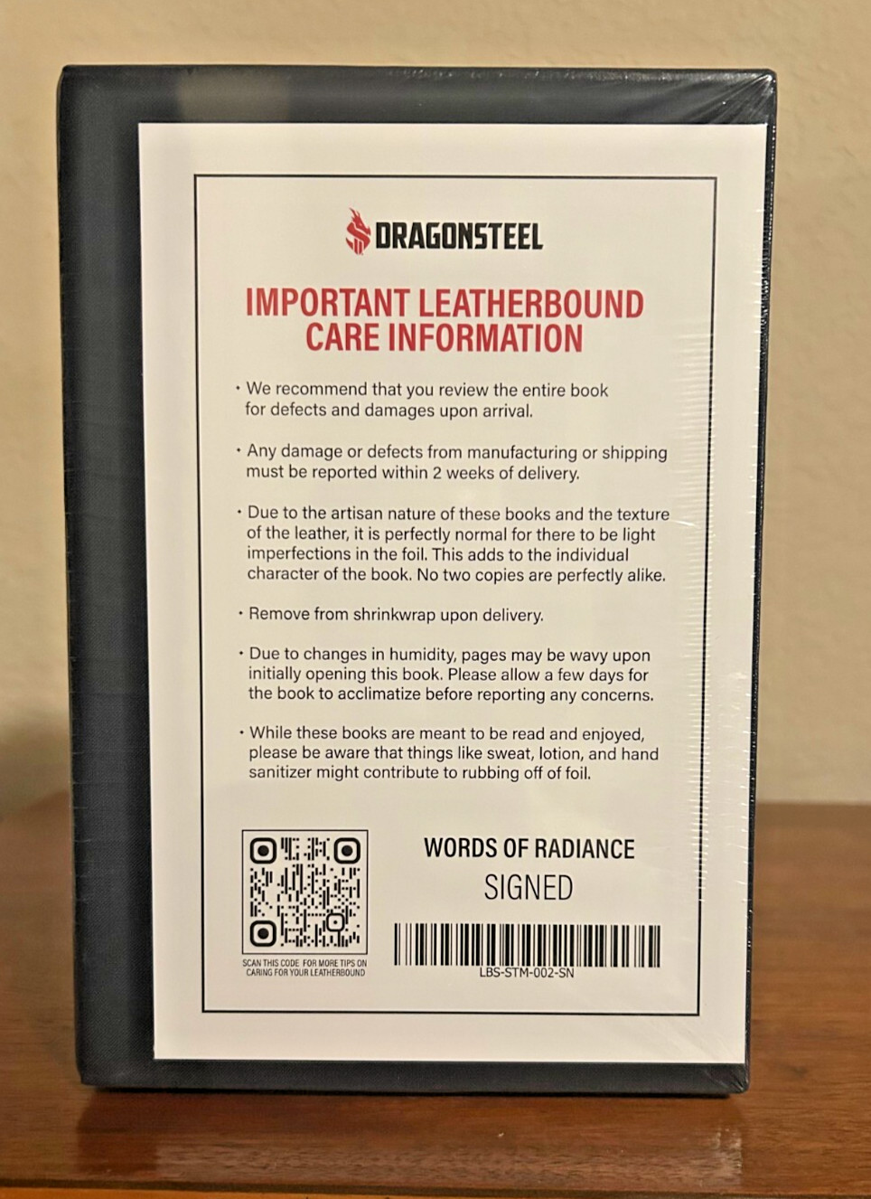 NEW SEALED Words Of Radiance Leatherbound SIGNED Brandon Sanderson Dragonsteel