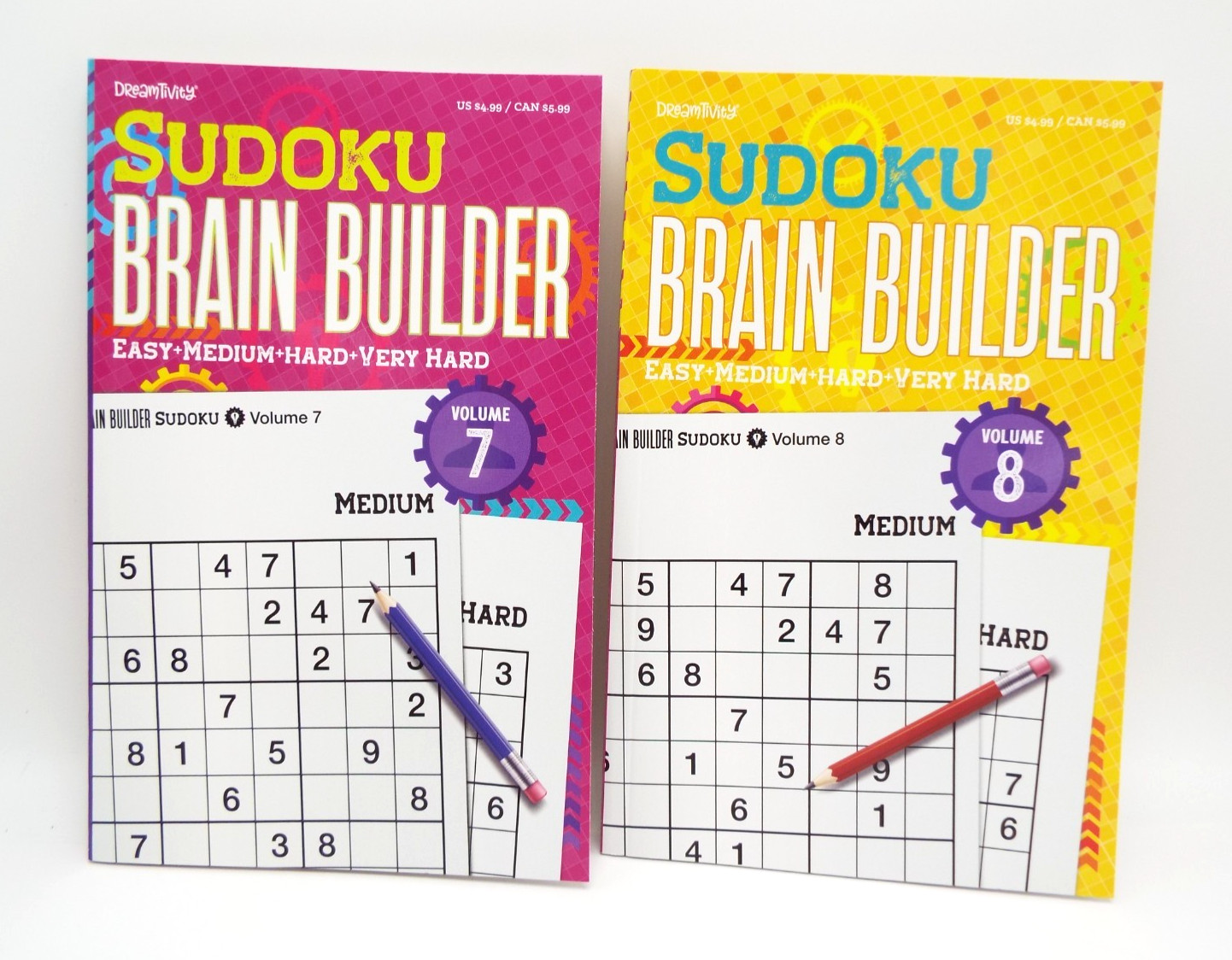 2 Sudoku Brain Builder Puzzle Books: Vol. 7 & 8 Smaller size: 5.25″ x 8.25″ NEW
