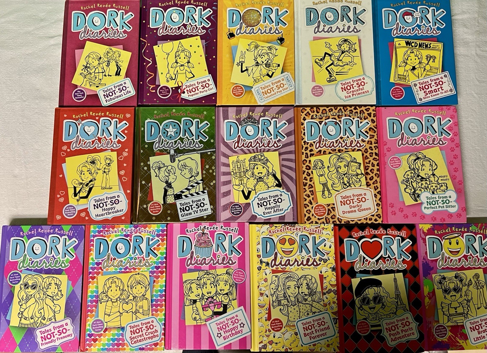 Set of 1-16 Dork Diaries Hardcover Books by Rachel Renee Russell Lot Series