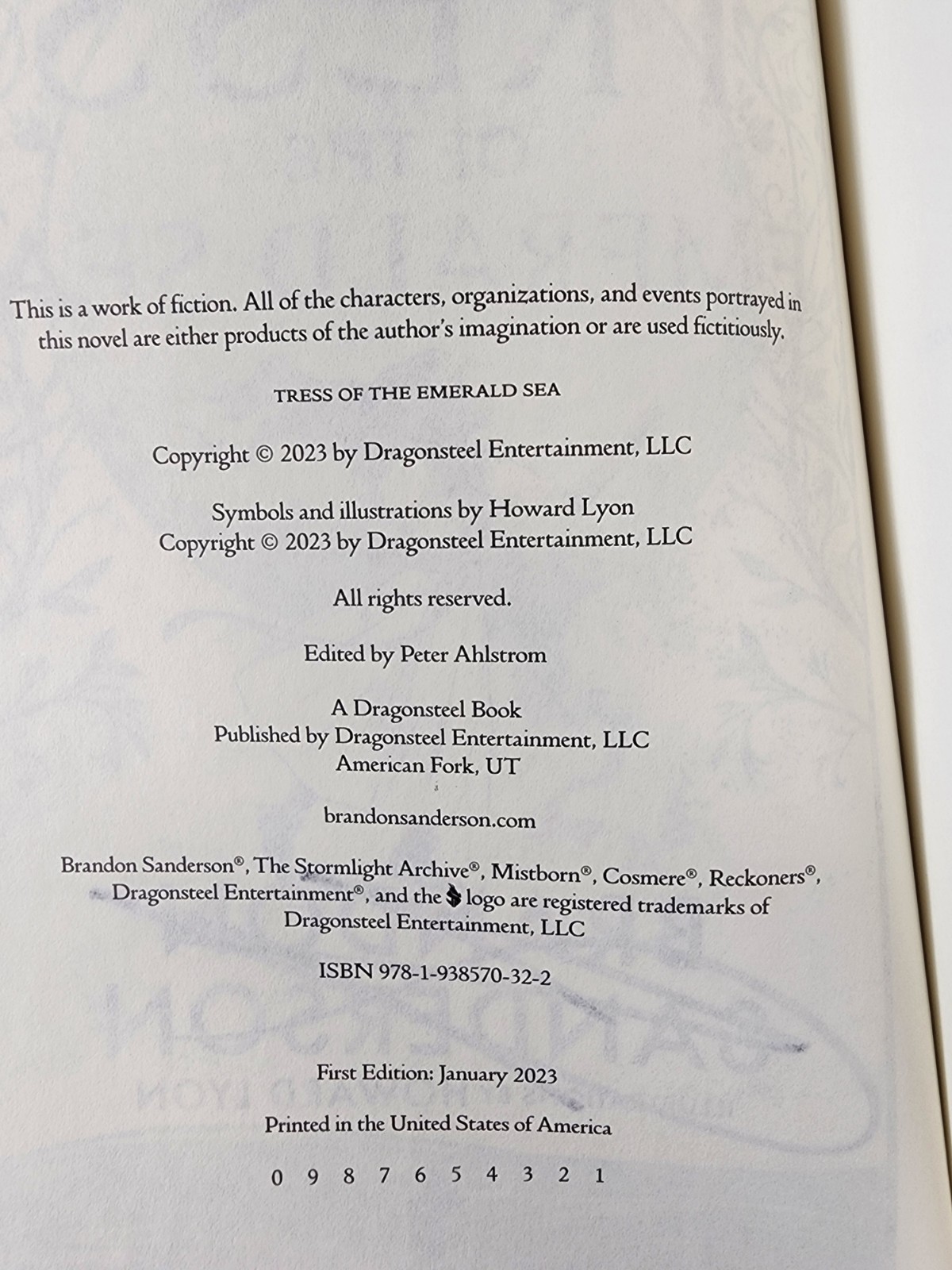 SIGNED Tress of the Emerald Sea by Brandon Sanderson Kickstarter Edition