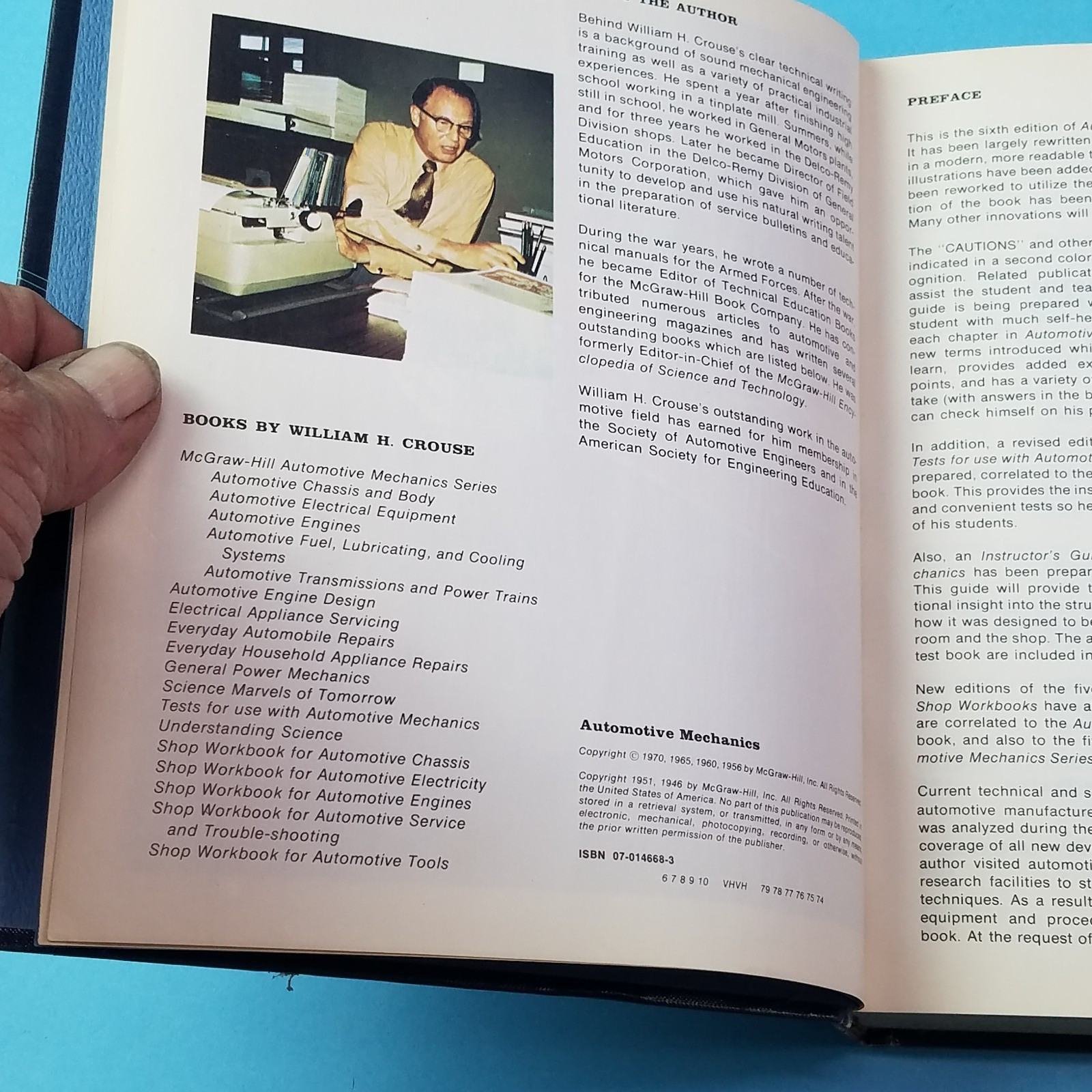 “Automotive Mechanics” by William H. Crouse, published by McGraw-Hill Companies