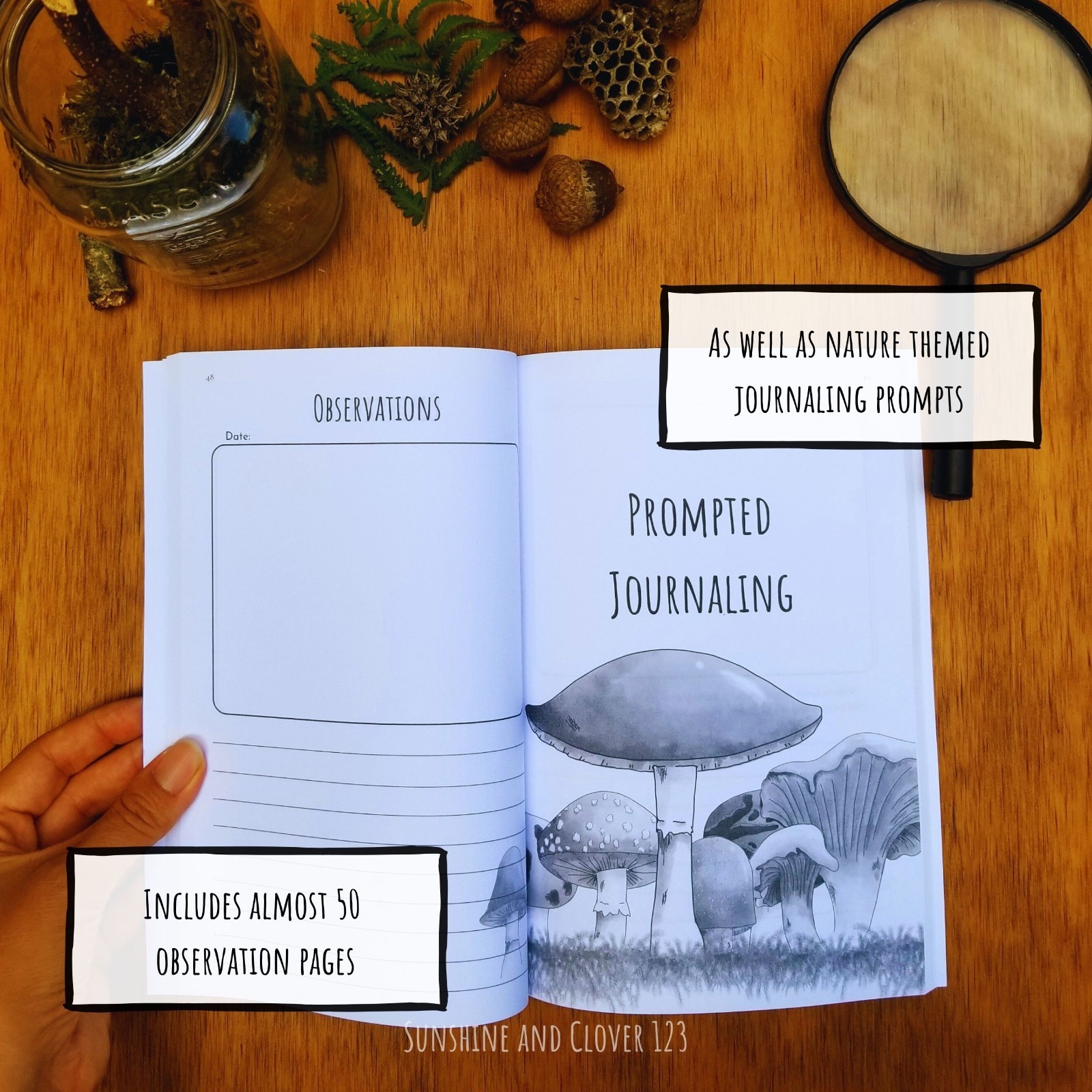 Nature Journal Exploring the Wild Kids Prompted Outdoor Observation Notebook B&W