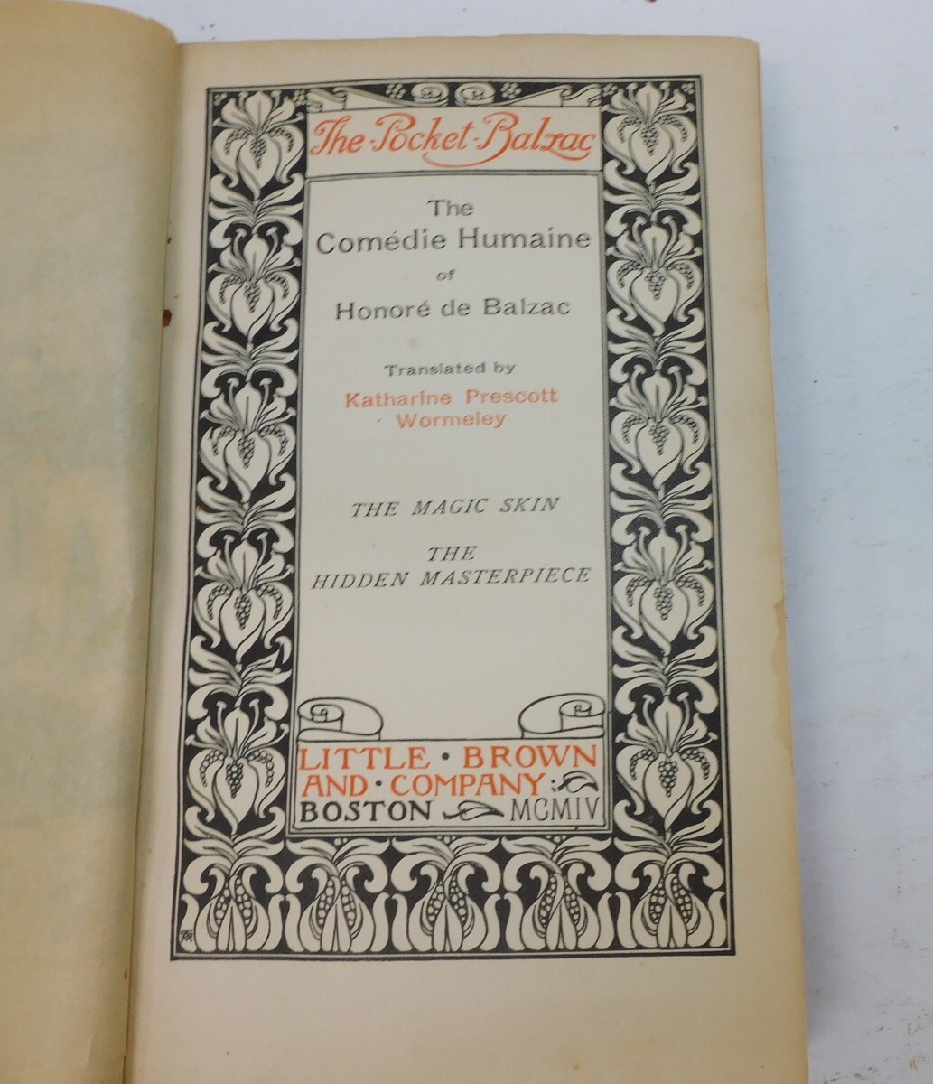 1890s HC Book The Magic Skin & The Unknown (Hidden) Masterpiece-Honore De Balzac