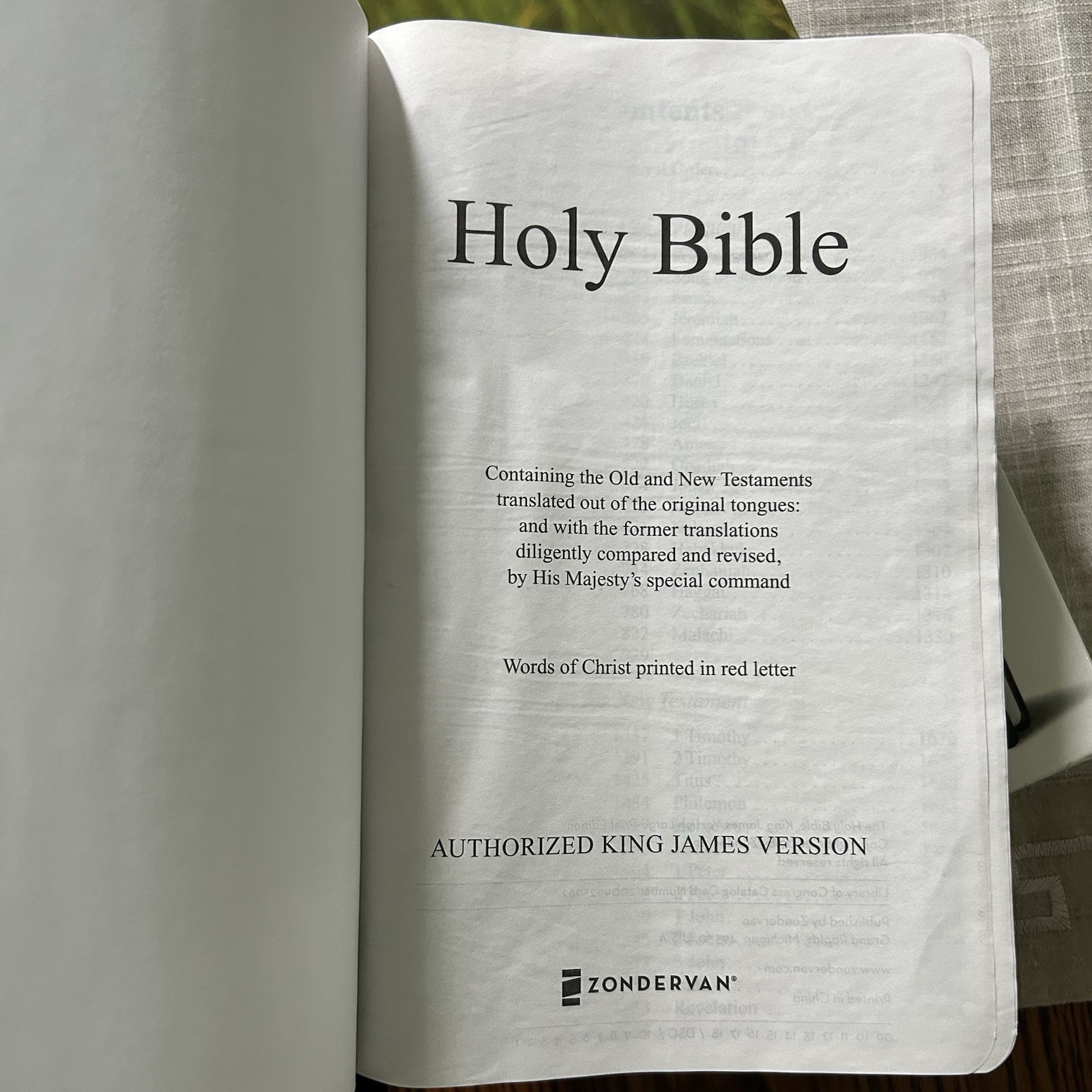 The Holy Bible King James Larger Print Black Italian Duo-Tone Zondervan Boxed