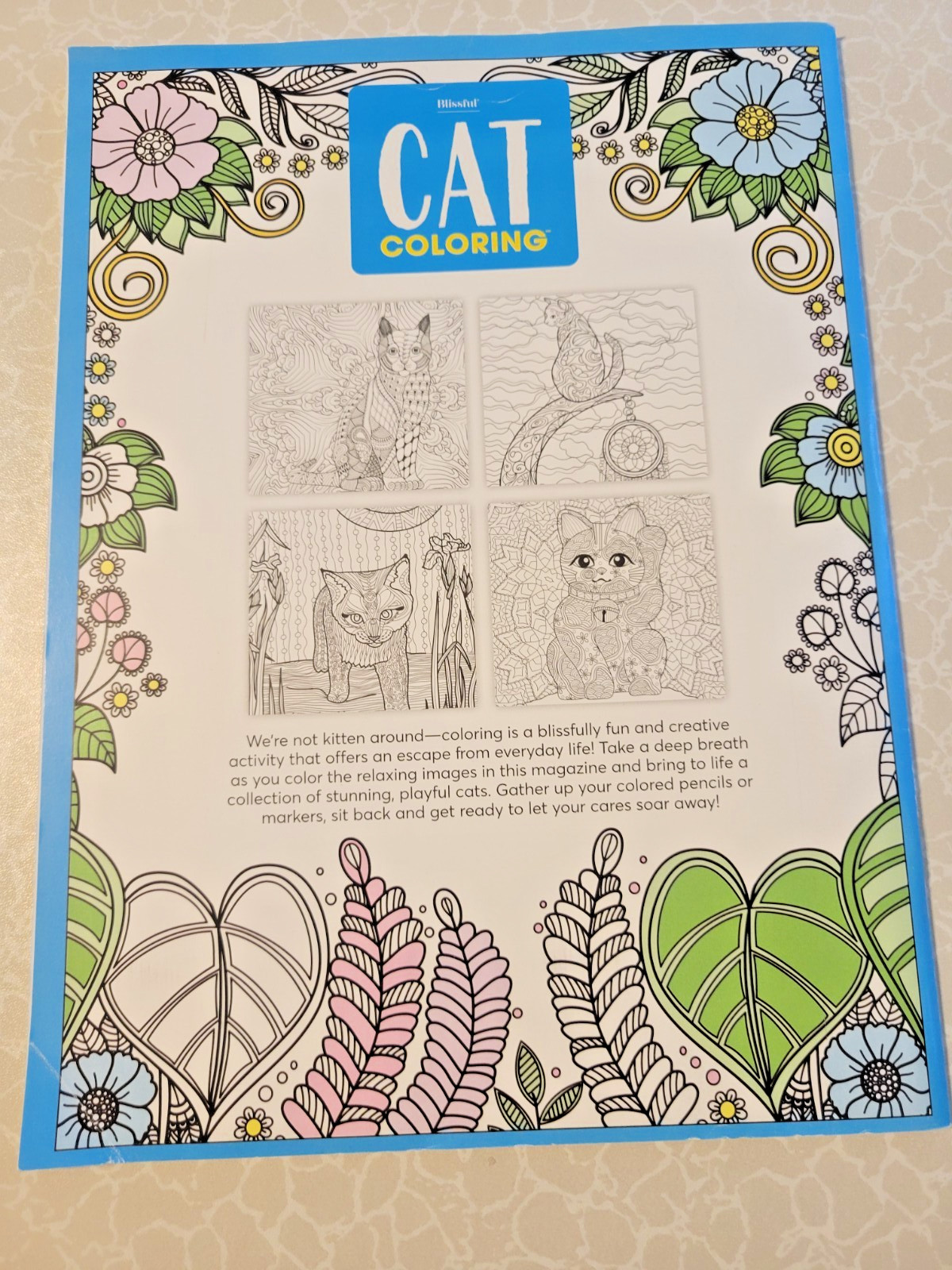 CAT COLORING – 32 Inspiring Designs for Adults -Relax & Enjoy -Escape & Breathe