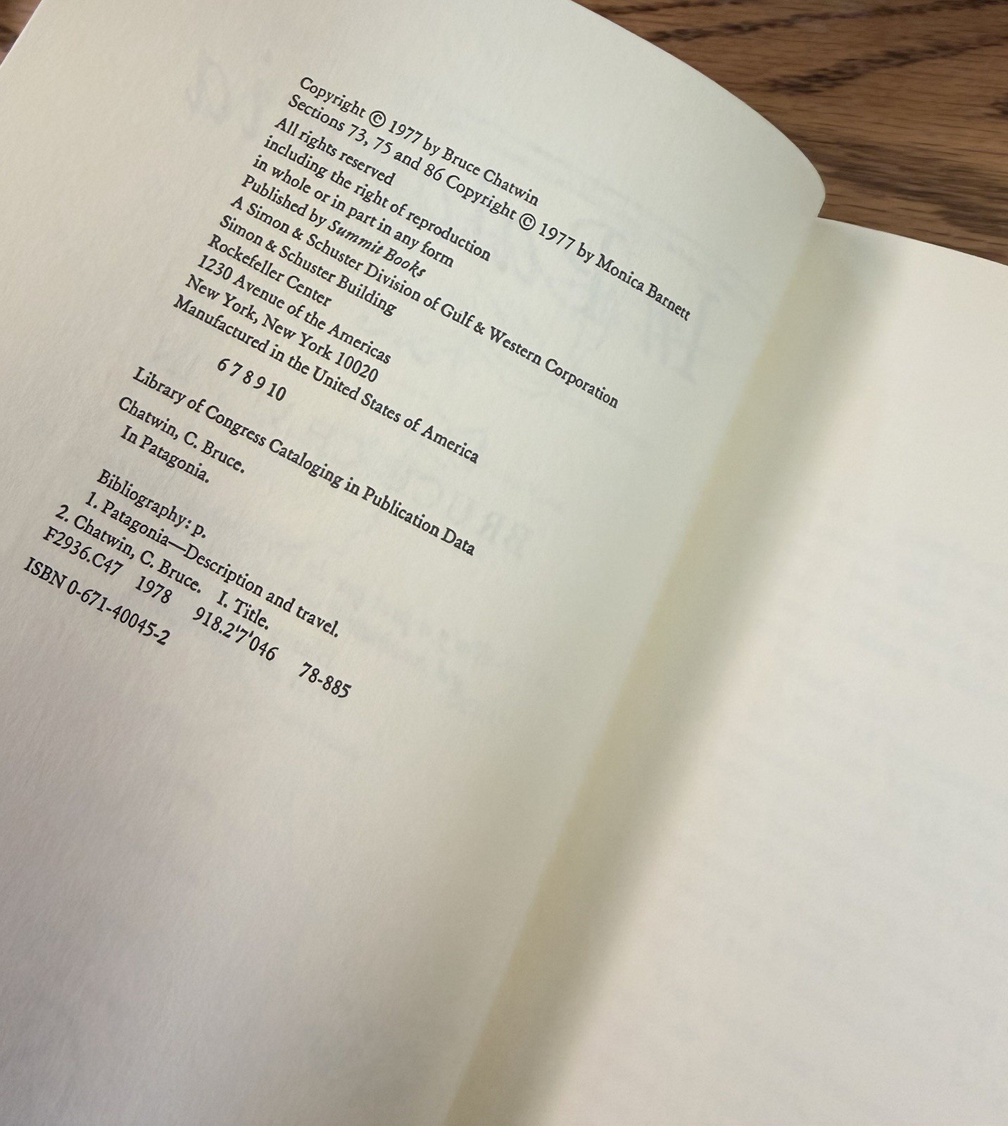 In Patagonia (Chatwin) 1977 hardcover book