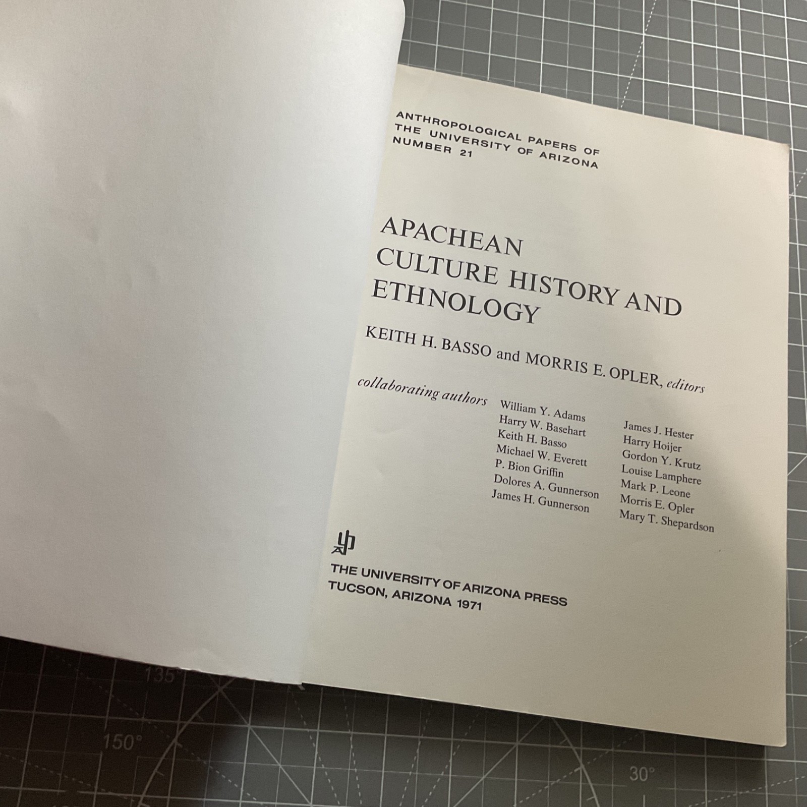 Apachean Culture History and Ethnology by Keith H. Basso & Morris E. Opler 1971