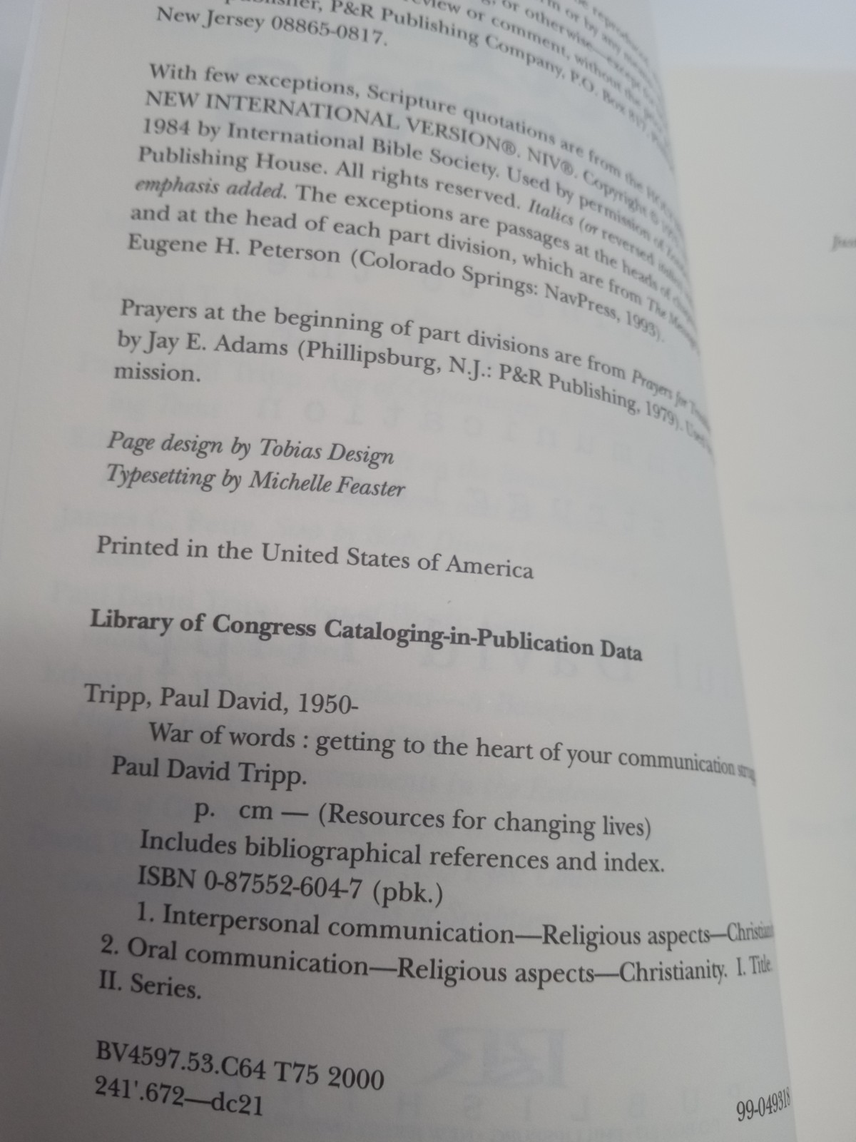 War of Words : Getting to the Heart of Your Struggles by Paul David Tripp PB