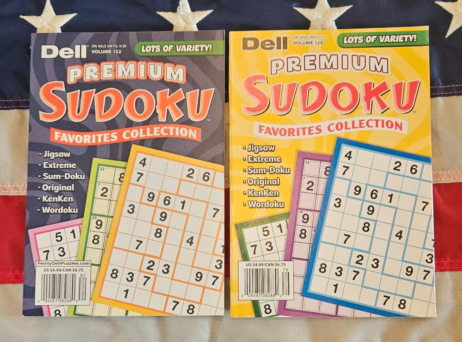 Lot of 2 Penny Dell Premium Favorites Sudoku Jigsaw KenKen Sum-doku Extreme