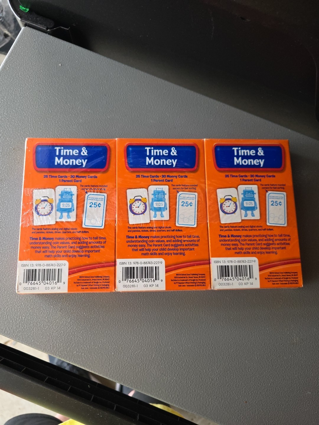 3x School Zone Time & Money Flash Cards Ages 6+ 1st 2nd Grade Learning Set Math