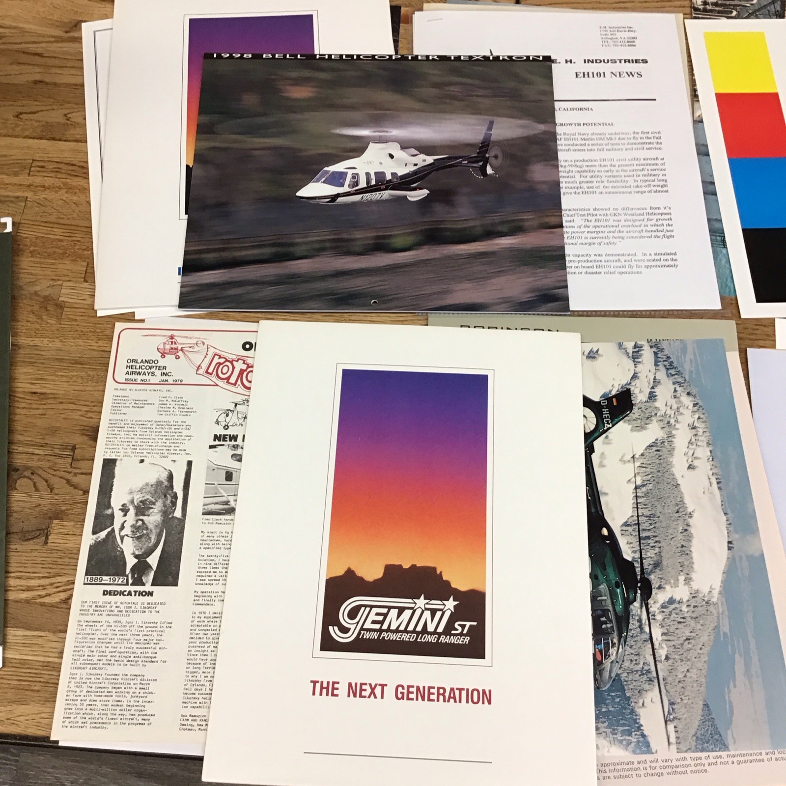 Misc. HELICOPTER Lot Original Ads PROMO Photos Specs NEWS Etc. – LL5.58