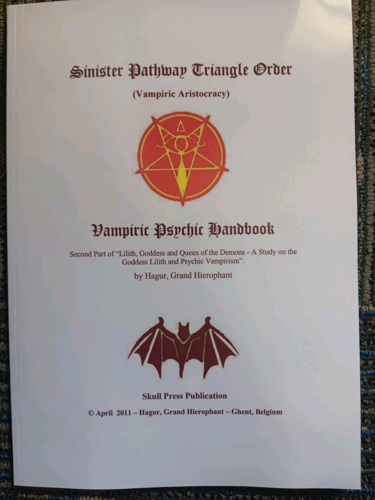 Magister Hagur vampiric psychic Handbook order of nine angles Satanism ONA/O9a
