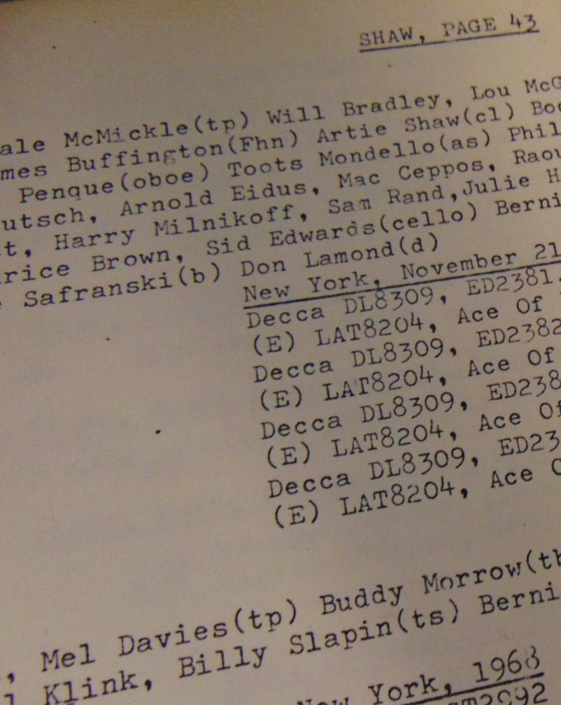 Artie Shaw 75-pages discography, discographies