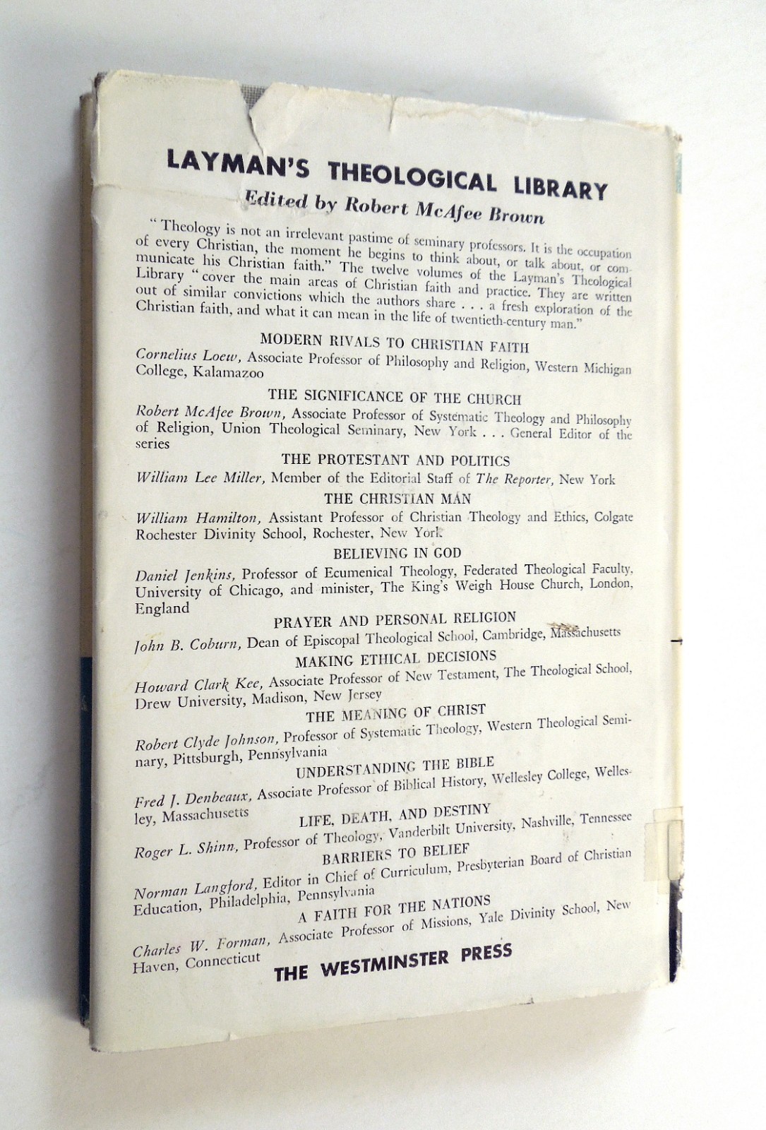 Barriers to Belief – Norman F. Langford, 1958 hc, The Westminster Press