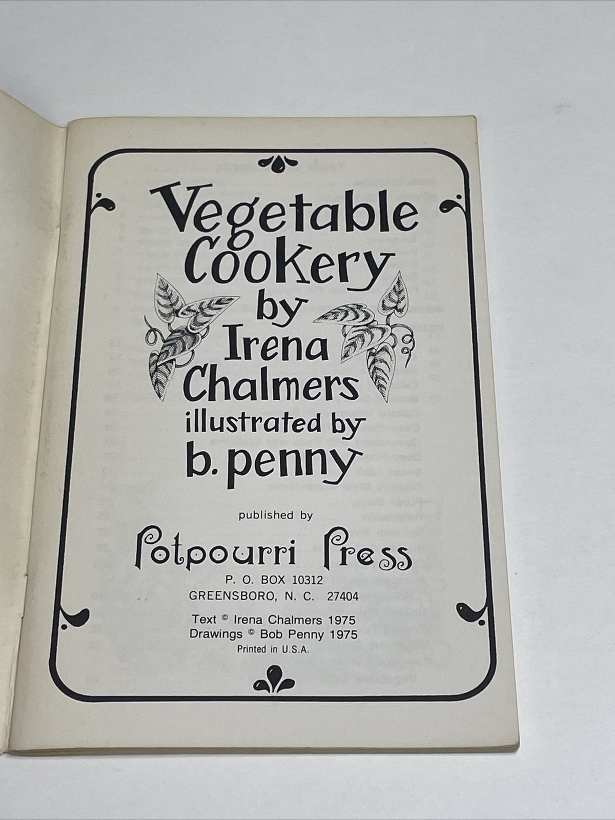 Vegetable Cookery 1975 Paperback by Irena Chalmers