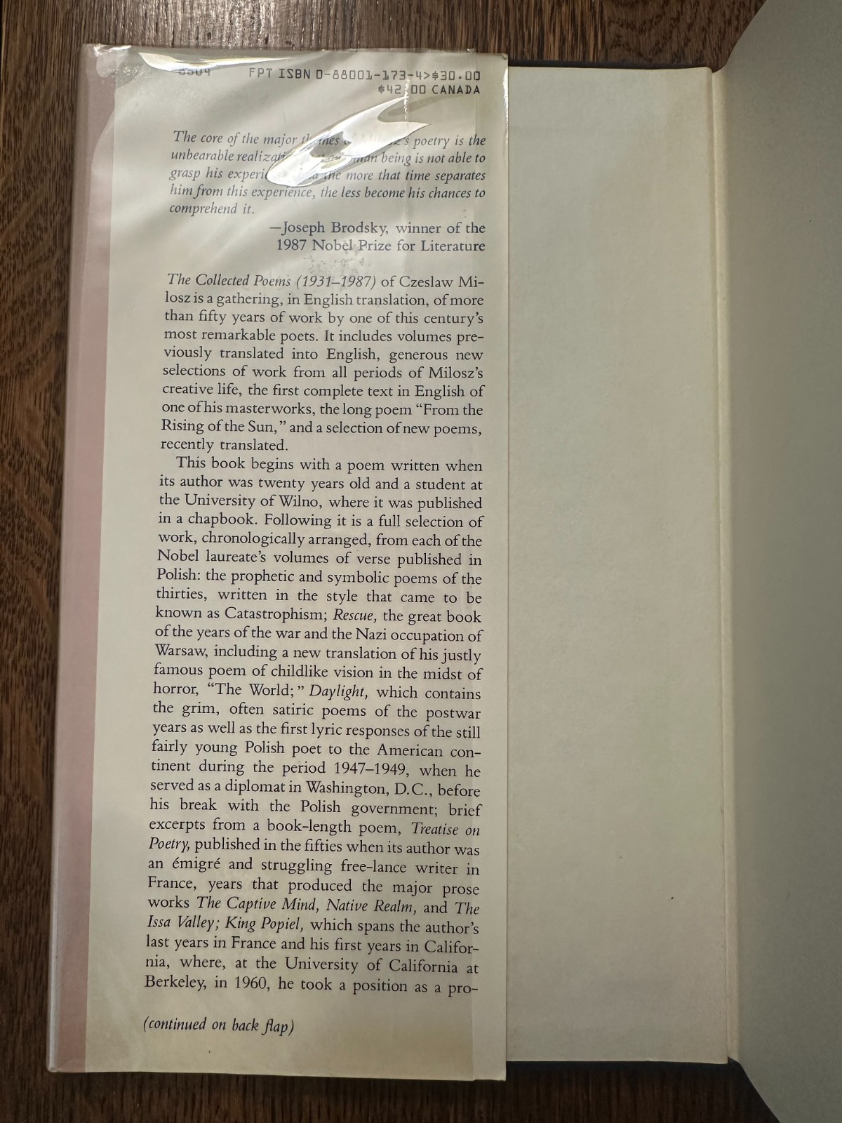Collected Poems, 1931-1987 by Czeslaw Milosz 1988 HC/DJ FIRST EDITION EX-LIBRARY