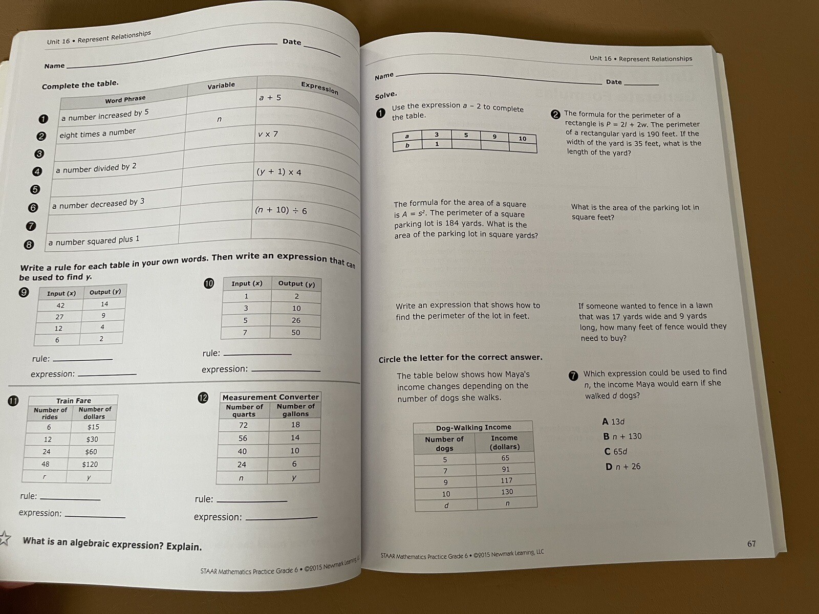 Staar Mathematics Practice Grade 6 – Newmark Learning