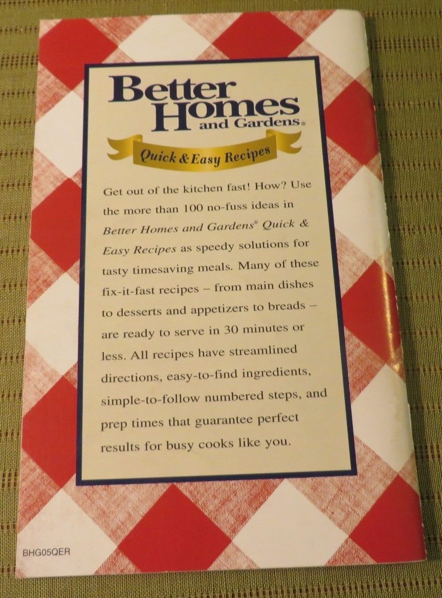 2004 BETTER HOMES & GARDENS:Quick & Easy Recipes Meredith Co Paperback Cookbook