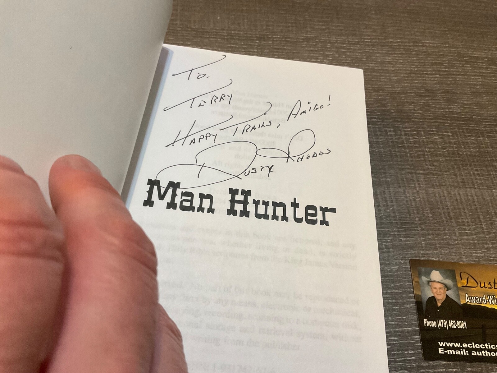 Manhunter By Dusty Rhodes (Trade Paperback) Signed With Rare Business Card