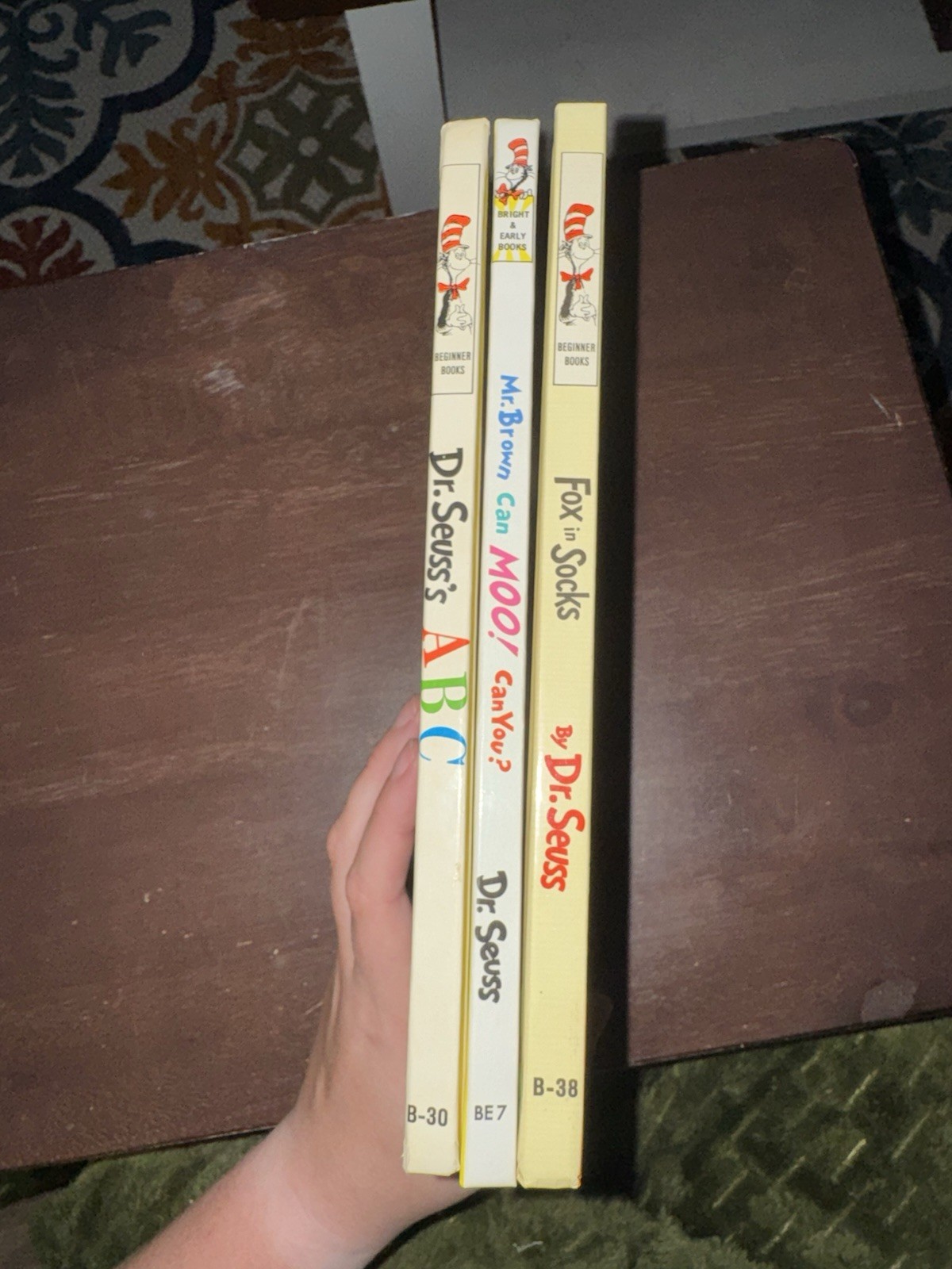 3 Vintage Hardcover Dr Suess Children’s Books Fox In Socks ABC Mr Brown Beginner