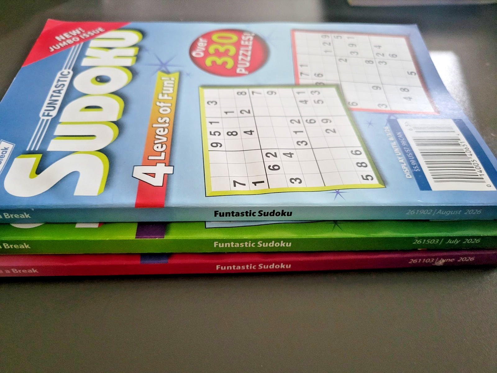 Lot of 3 Funtastic Sudoku Books by Take-A-Break – 990+ Challenging Puzzles
