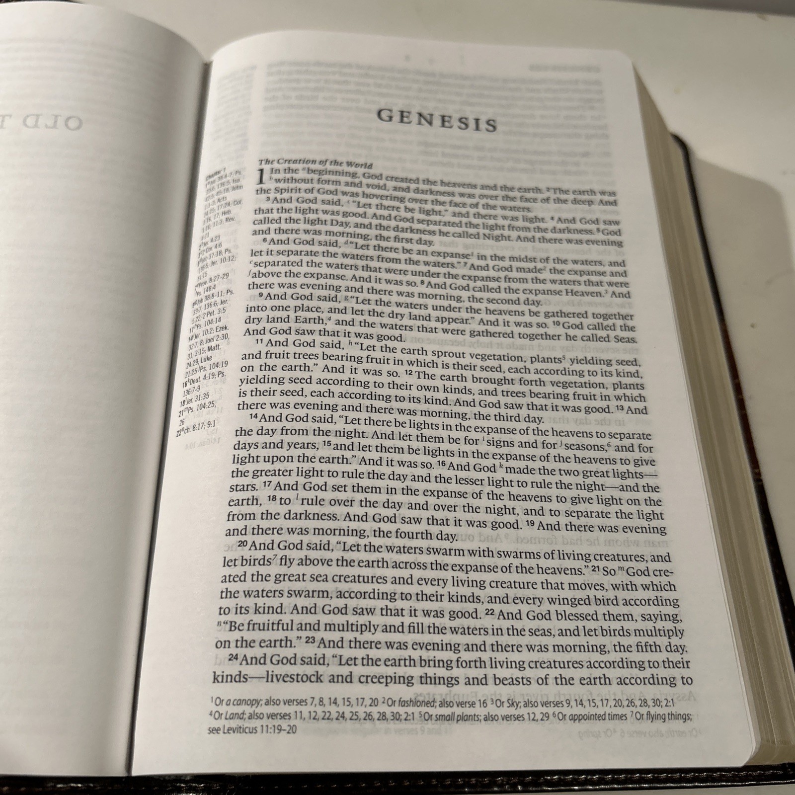 ESV Personal Reference Holy Bible Brown Tan Tru-Tone Single Column Side Ref.