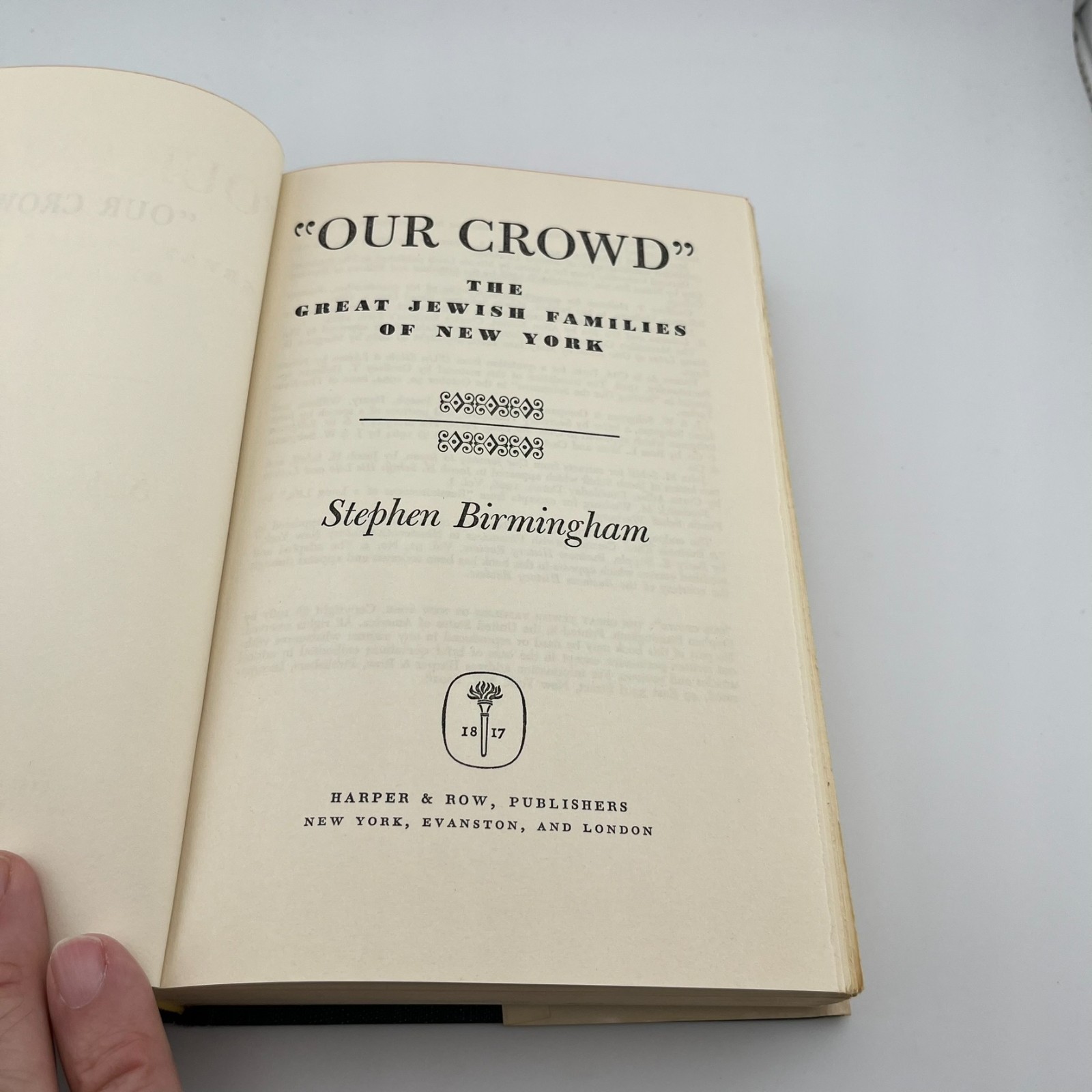 Our Crowd Great Jewish Families of New York Stephen Birmingham 1967 HC DJ Harper