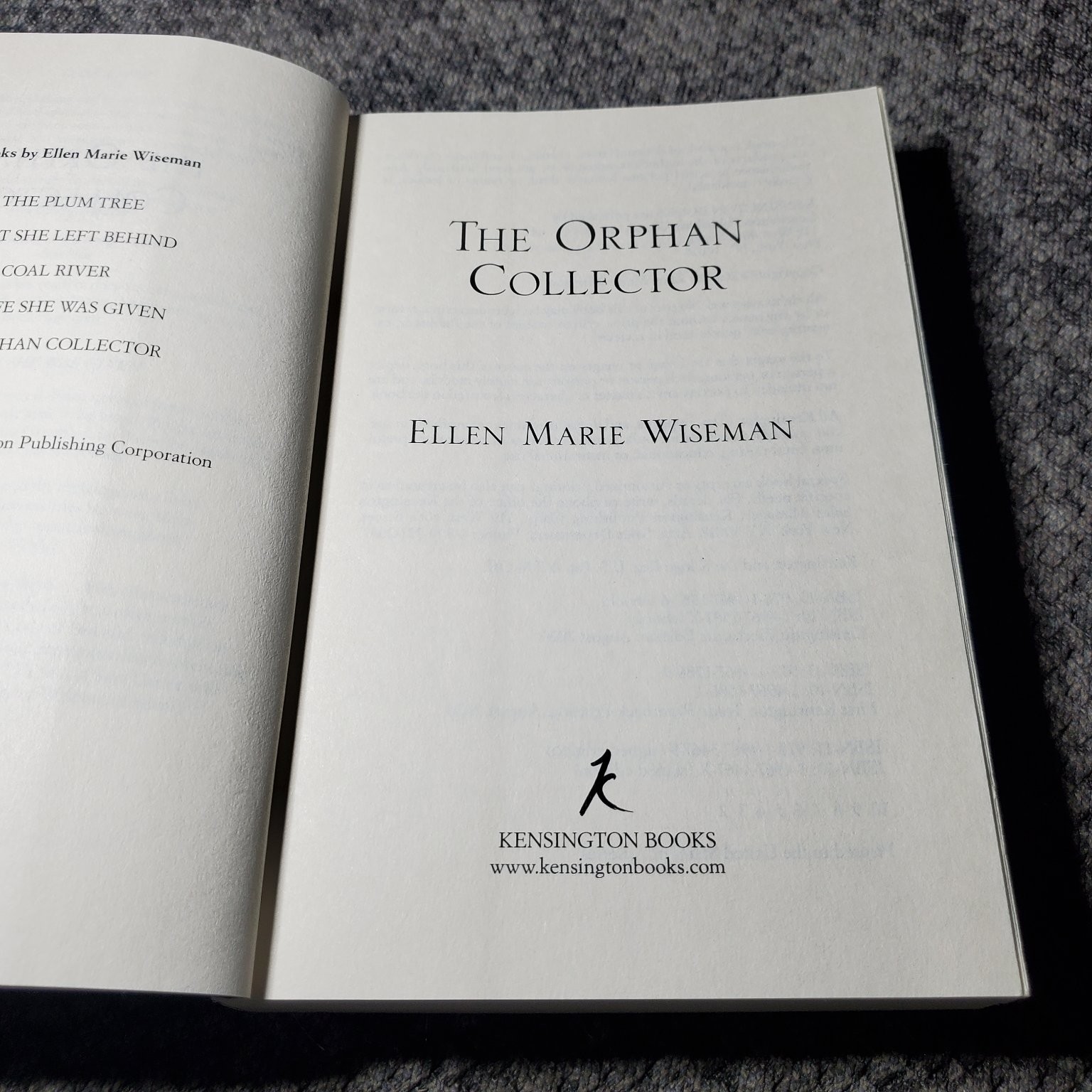 The Orphan Collector Ellen Marie Wiseman 2020 First Edition Historical