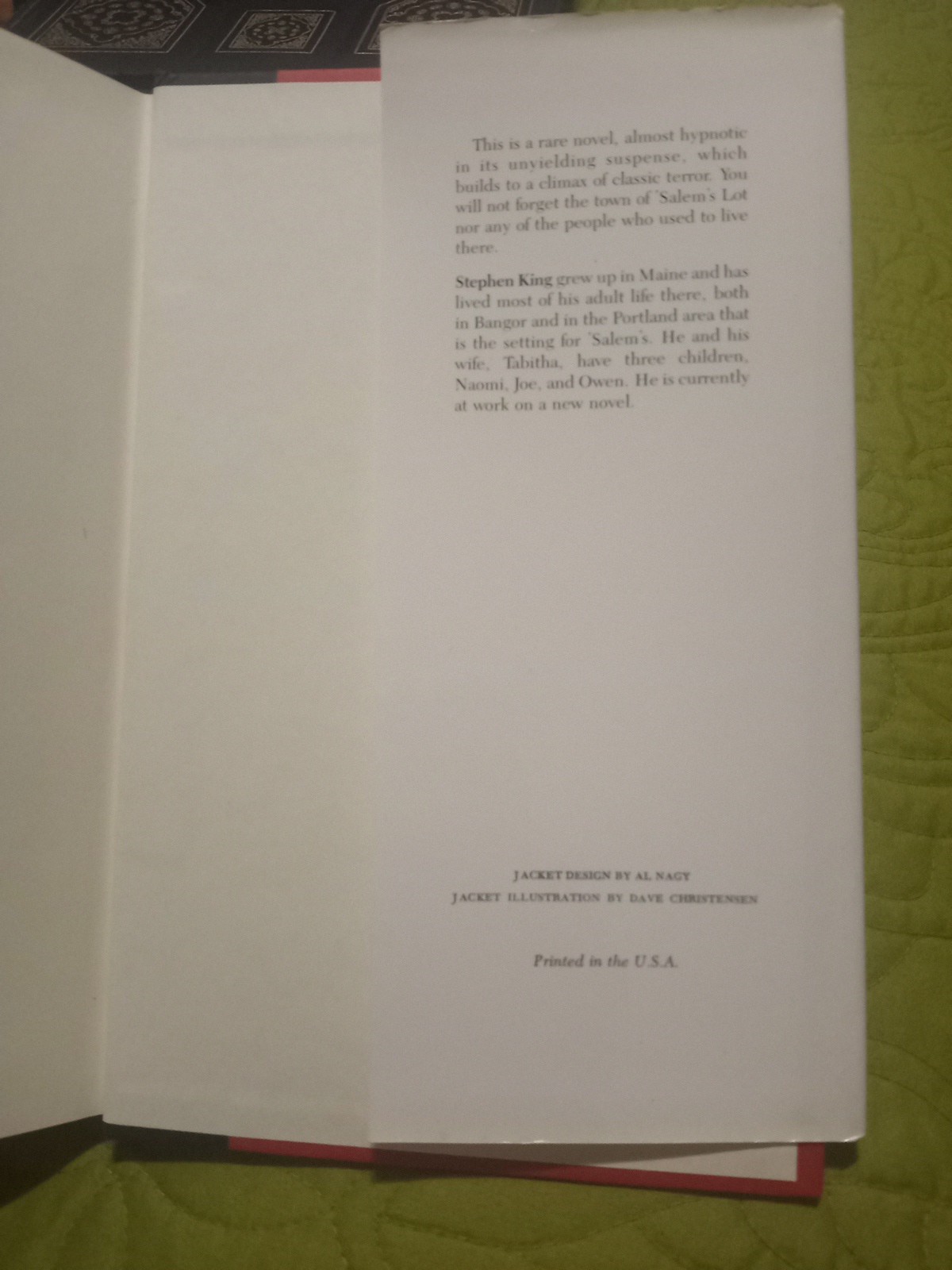 Vintage Salem’s Lot by Stephen King Hardcover Book 1975 Dust Jacket