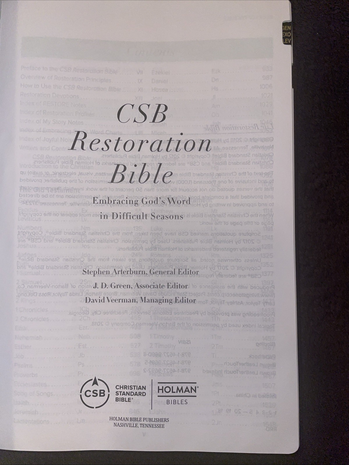 CSB Restoration Bible, Brown Leather-touch: Thumb-indexed